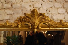 Antique 19th Century Gold Leaf Gilt French Louis Philippe Mirror with Crest