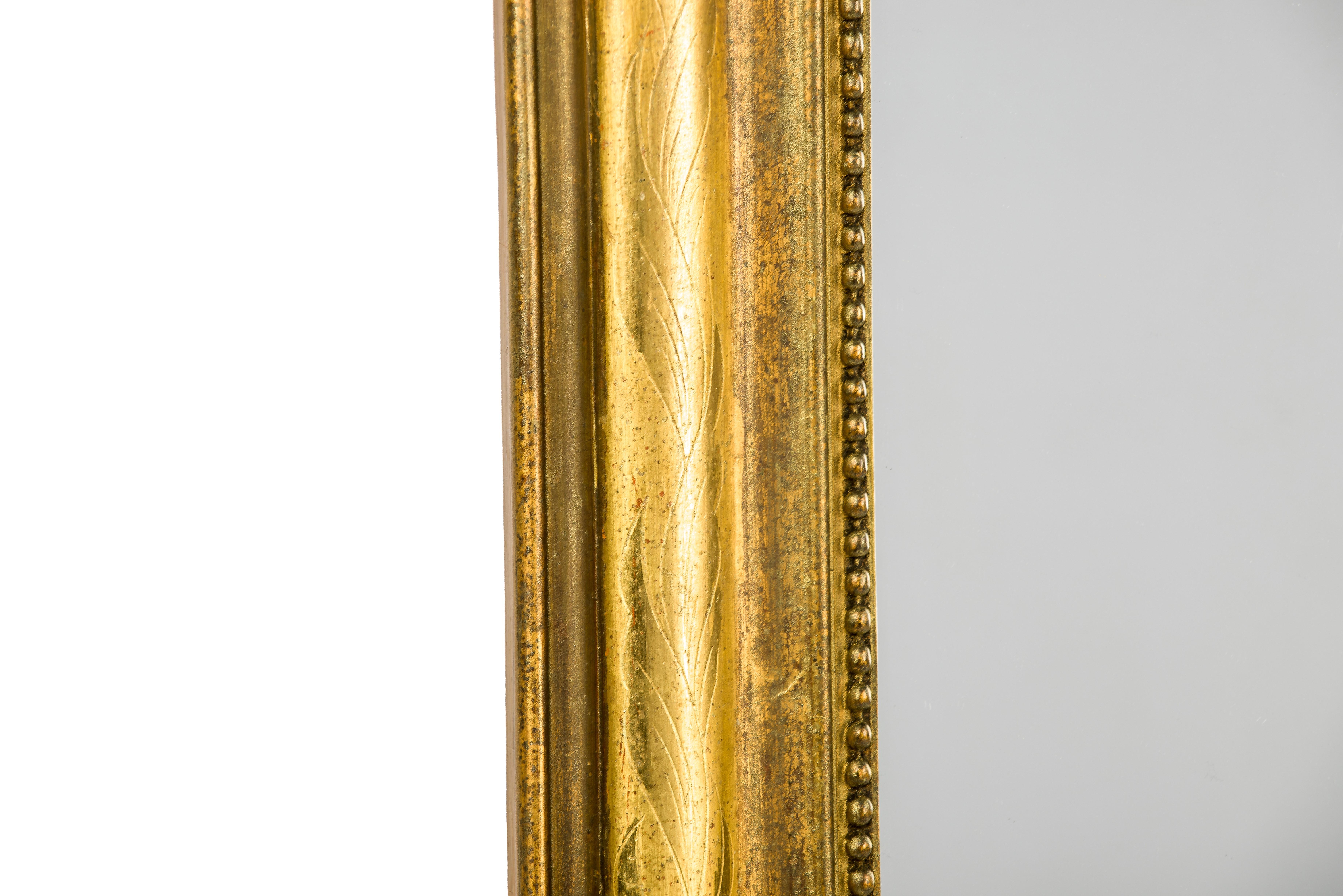 Gesso Antique 19th Century Gold Leaf Gilt French Louis Philippe Overmantel Mirror