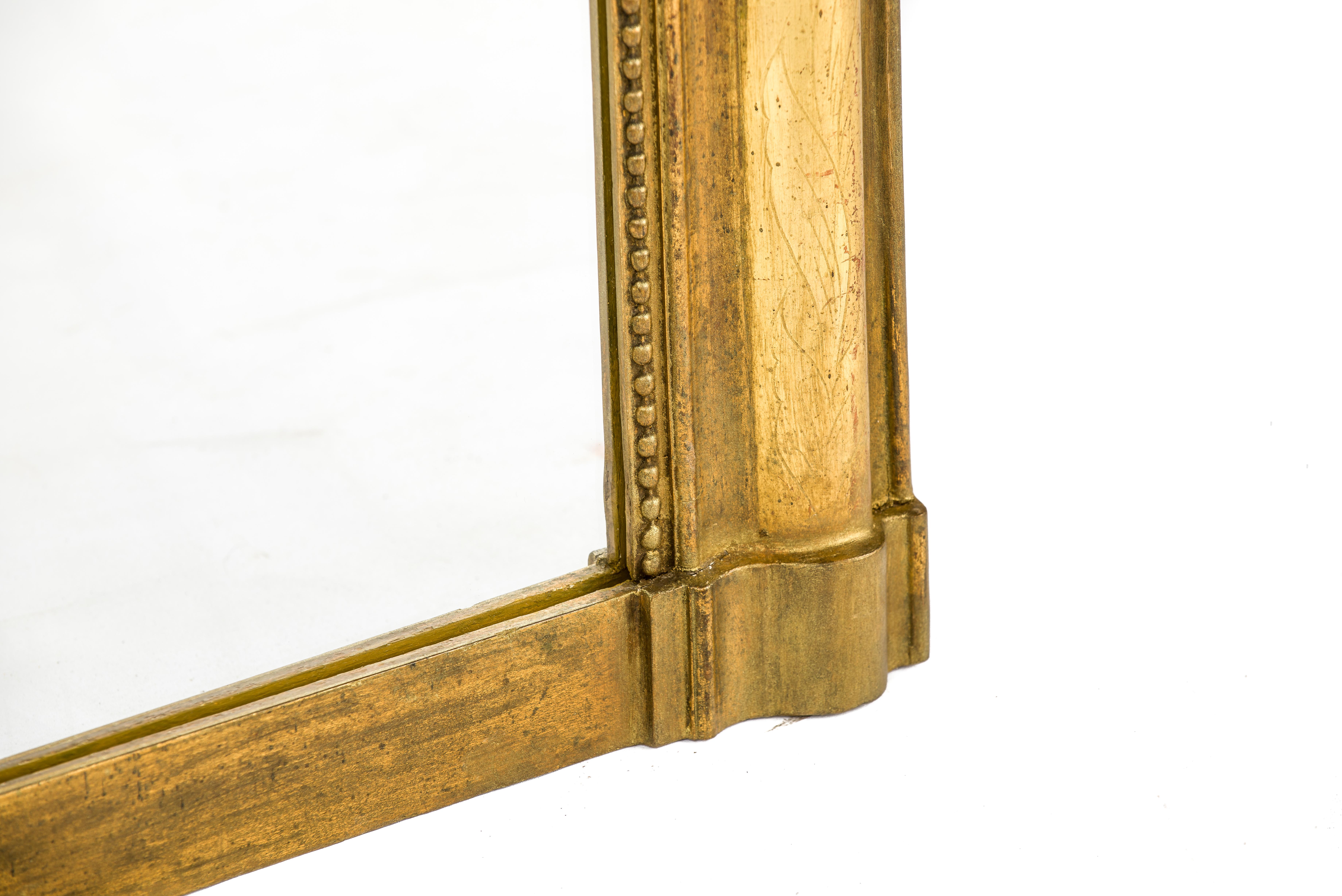 Antique 19th Century Gold Leaf Gilt French Louis Philippe Overmantel Mirror 1