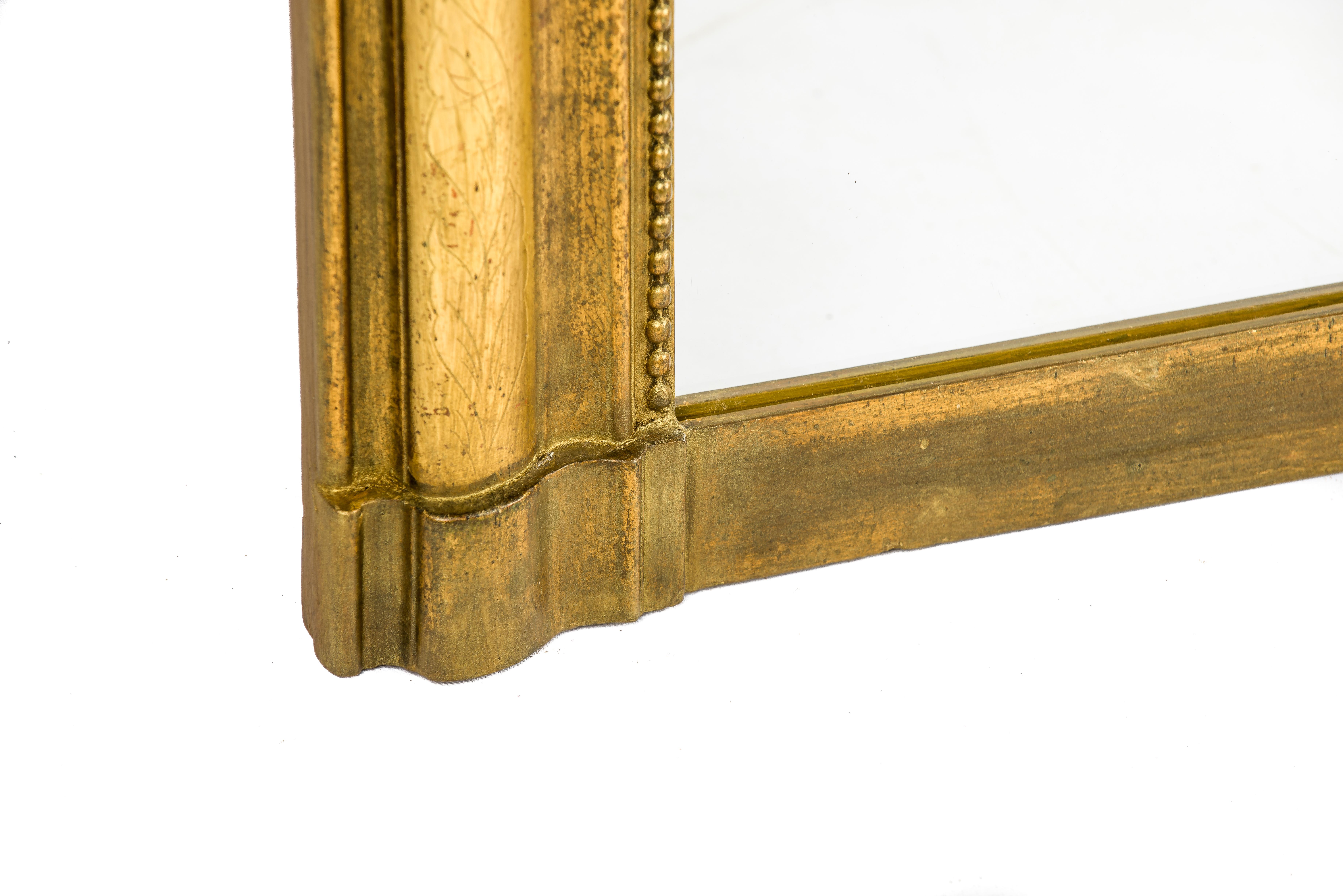 Antique 19th Century Gold Leaf Gilt French Louis Philippe Overmantel Mirror 2