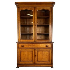 Used 19th Century Golden Oak Bookcase On Cupboard Of Finest Quality ( REF AF-