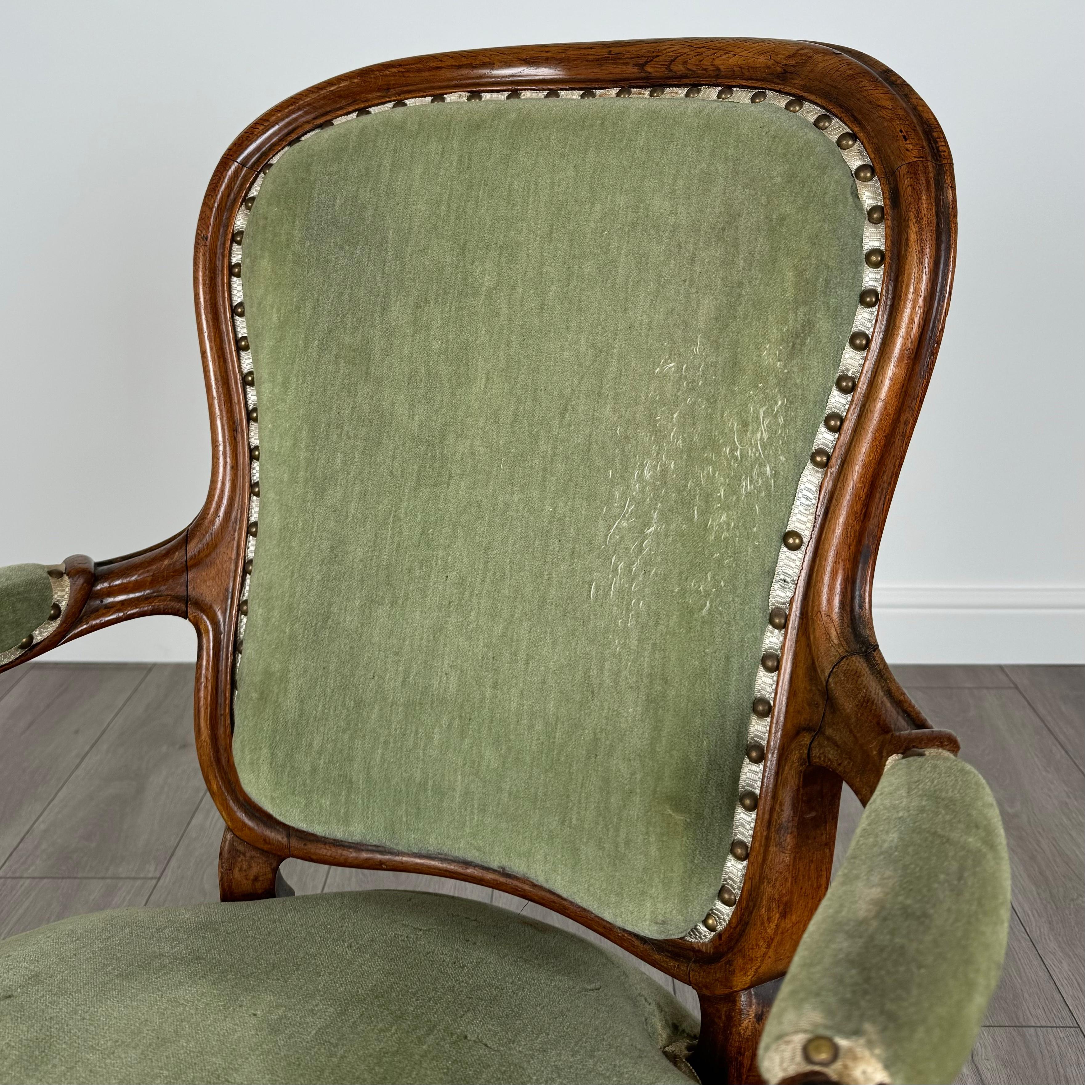 Sillón Abierto Antiguo Siglo XIX De Buena Calidad En Roble ( REF AF-3567 ) en venta 5