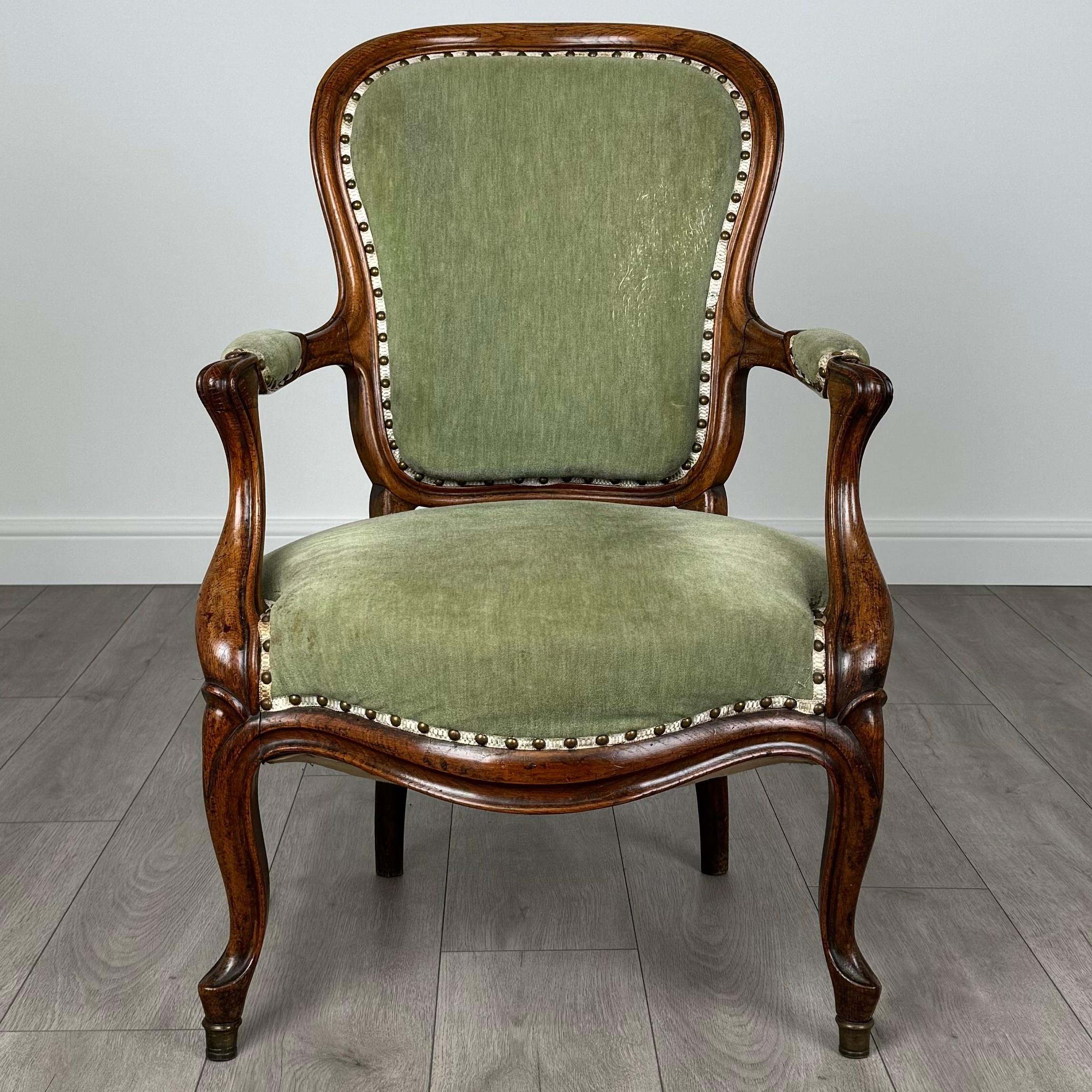 Sillón Abierto Antiguo Siglo XIX De Buena Calidad En Roble ( REF AF-3567 ) en venta 4
