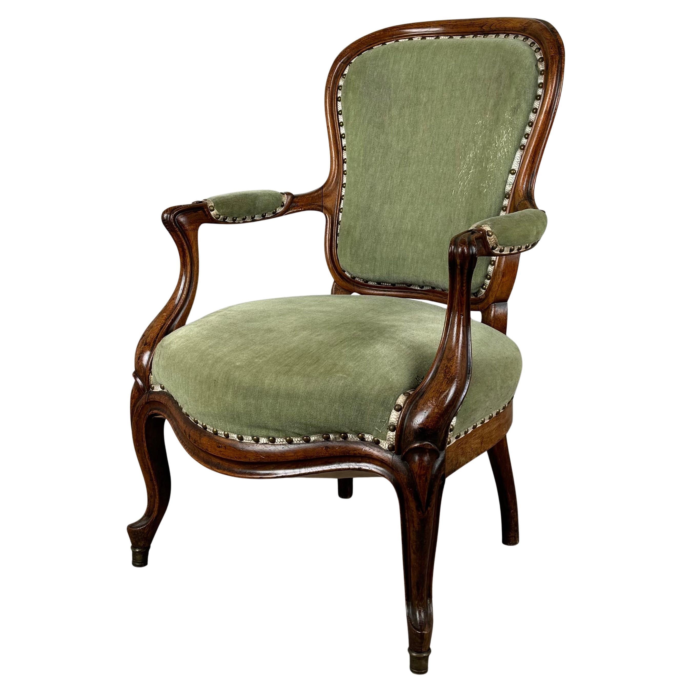 Fauteuil ouvert du 19ème siècle en chêne de bonne qualité (REF AF-3567)