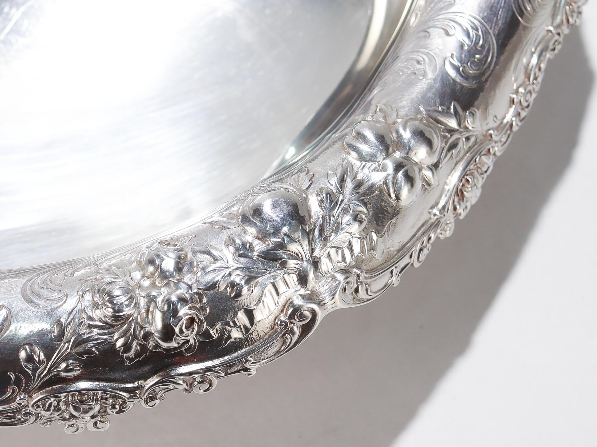 Antica Fruttiera con piede in argento sterling Gorham del XIX secolo, martellata a mano in vendita 5