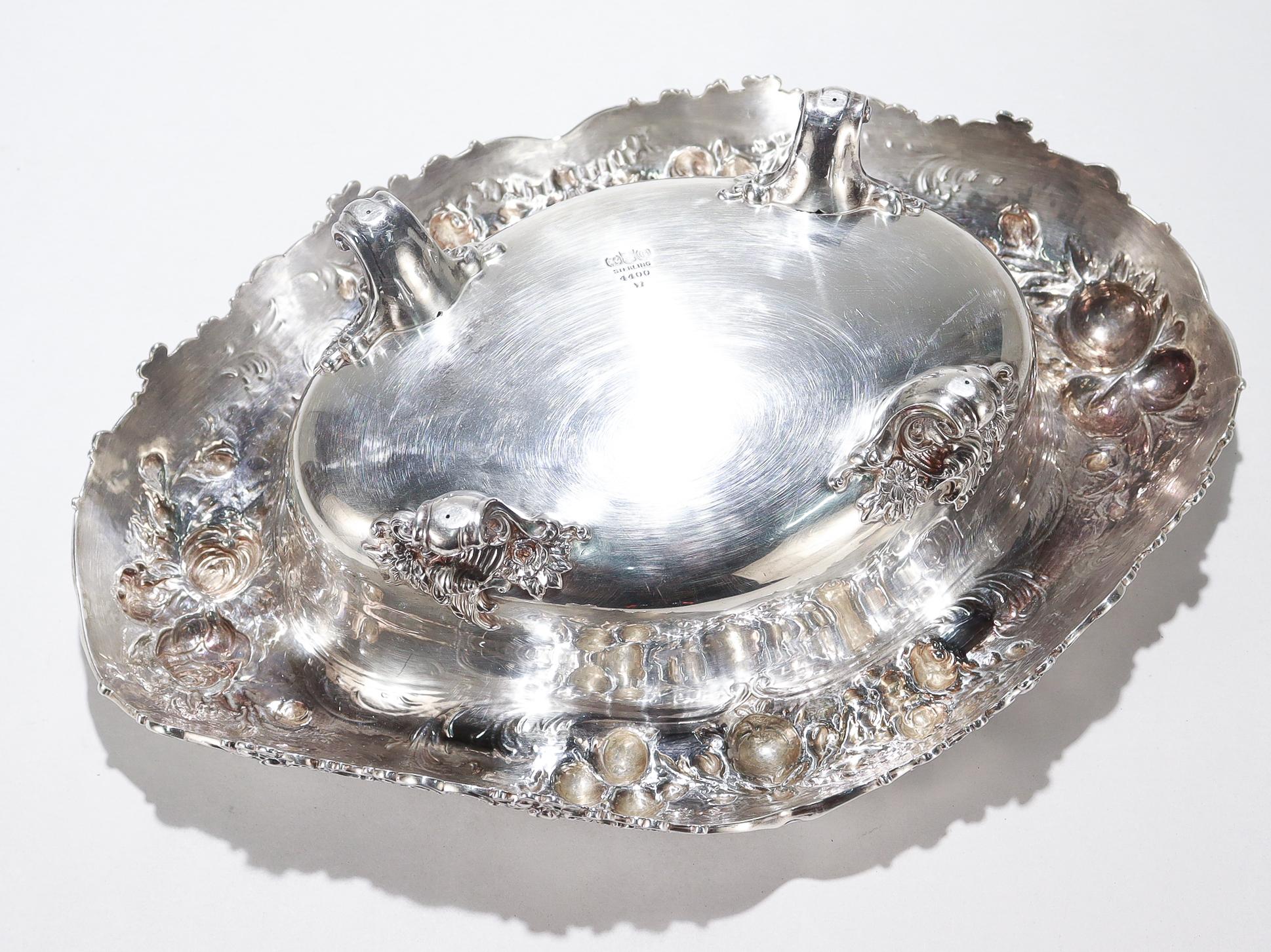 Antica Fruttiera con piede in argento sterling Gorham del XIX secolo, martellata a mano in vendita 6