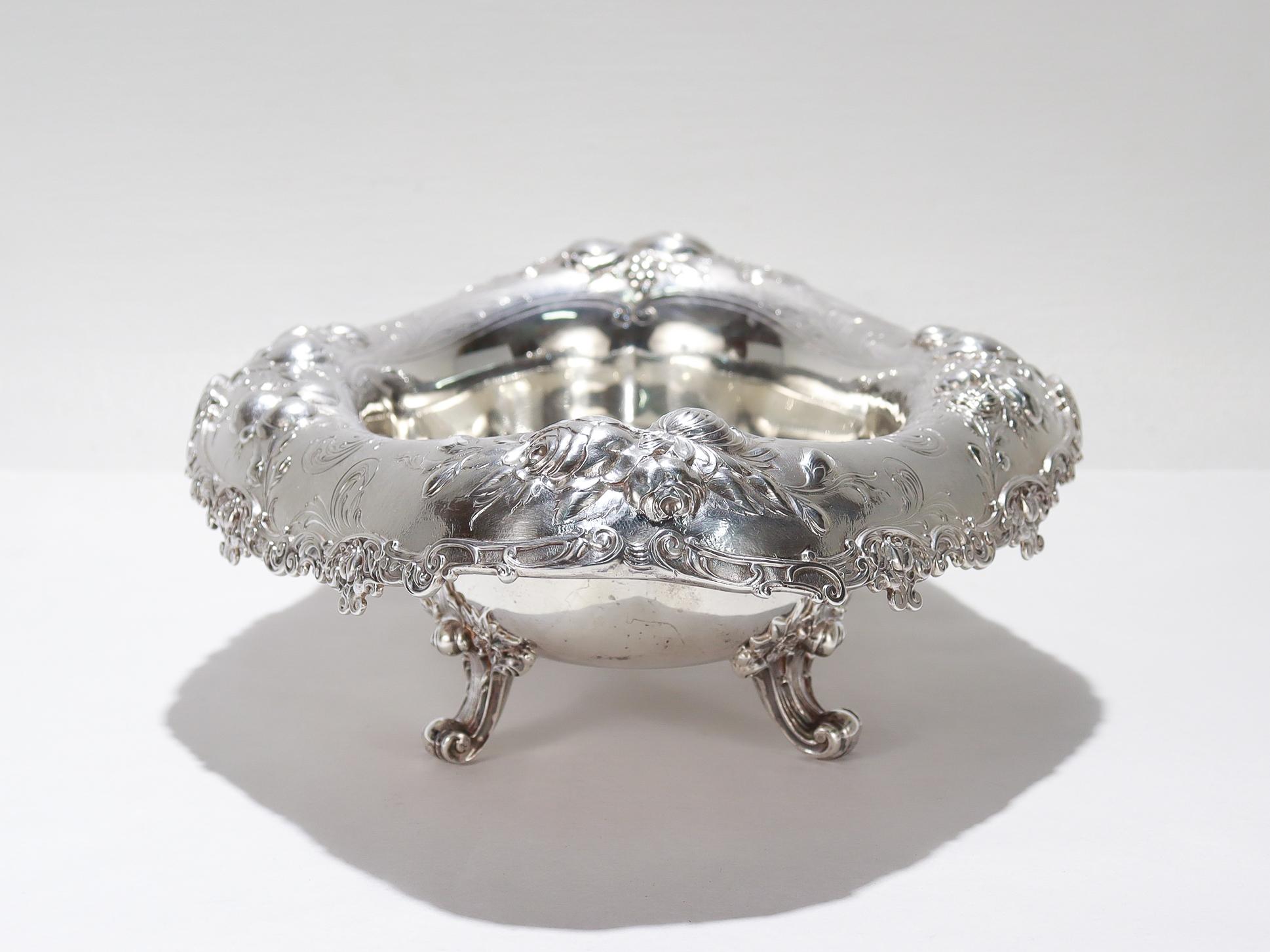 Antica Fruttiera con piede in argento sterling Gorham del XIX secolo, martellata a mano in vendita 2