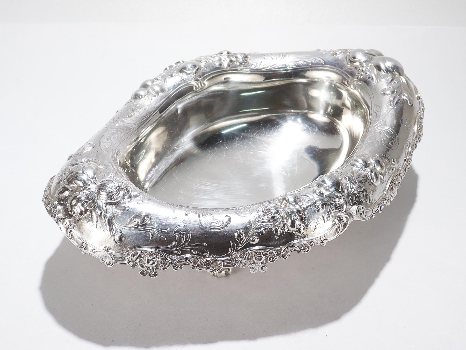 Antica Fruttiera con piede in argento sterling Gorham del XIX secolo, martellata a mano in vendita 3