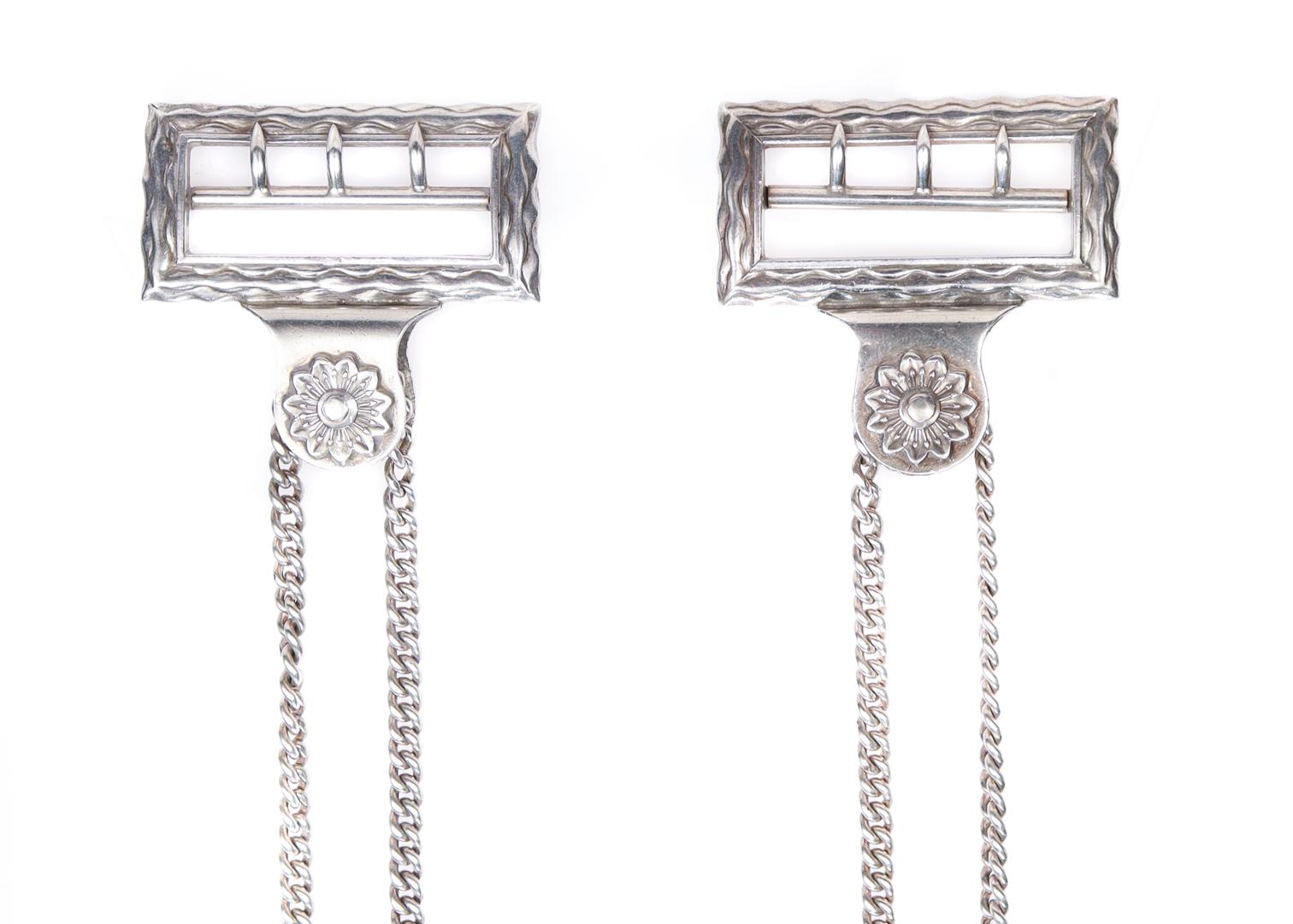 Antique 19th Century Gorham Sterling Silver Suspender Buckles In Good Condition For Sale In Philadelphia, PA