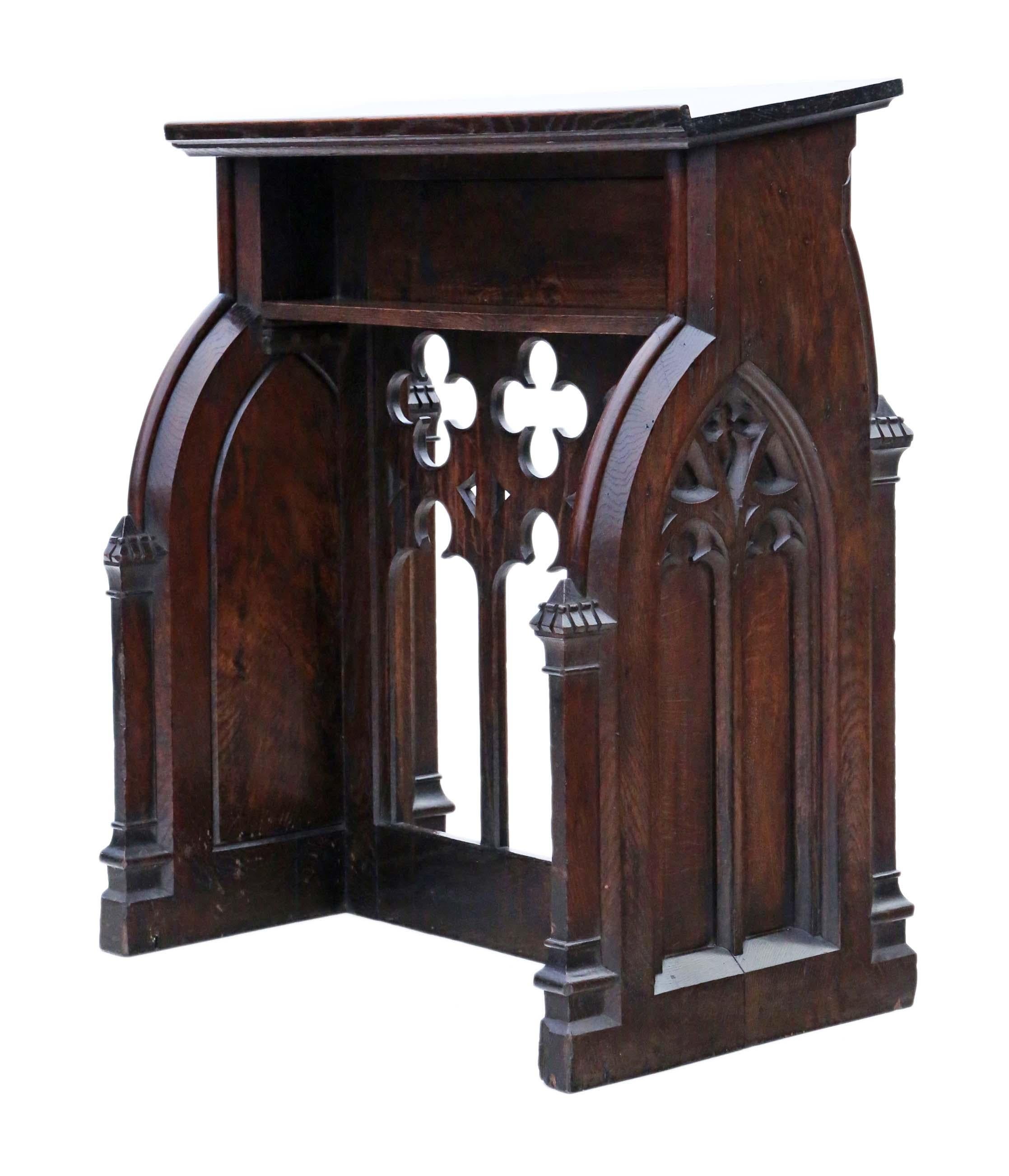 Antique 19th Century Gothic Carved Oak Lectern Stand Table Station In Good Condition In Wisbech, Cambridgeshire