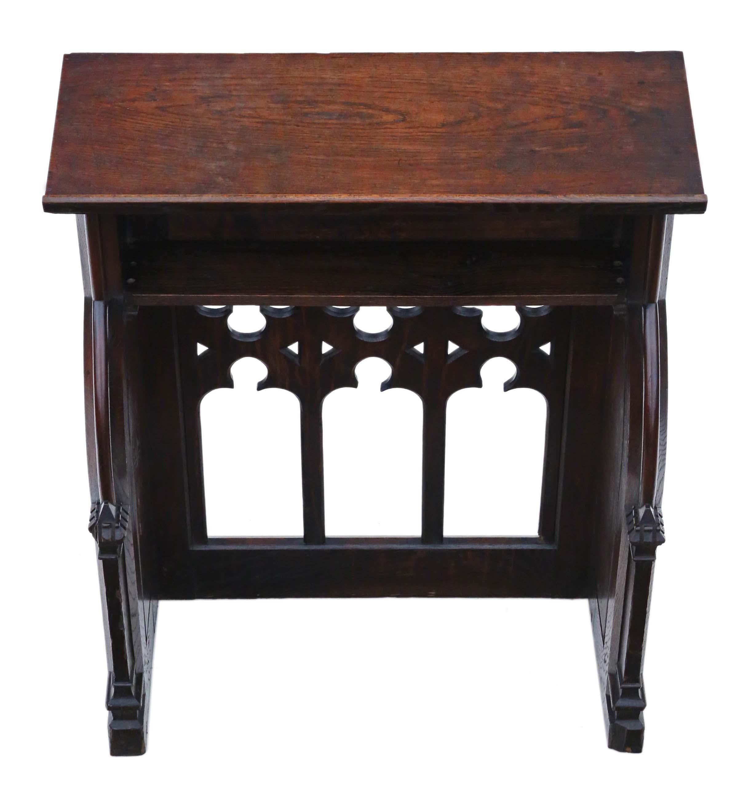 Antique 19th Century Gothic Carved Oak Lectern Stand Table Station 1