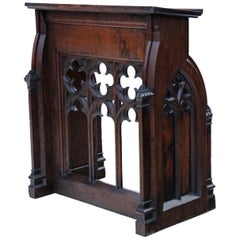 Antique 19th Century Gothic Carved Oak Lectern Stand Table Station