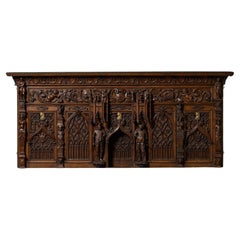 Antiguo panel decorativo de pared de roble de estilo gótico del siglo XIX