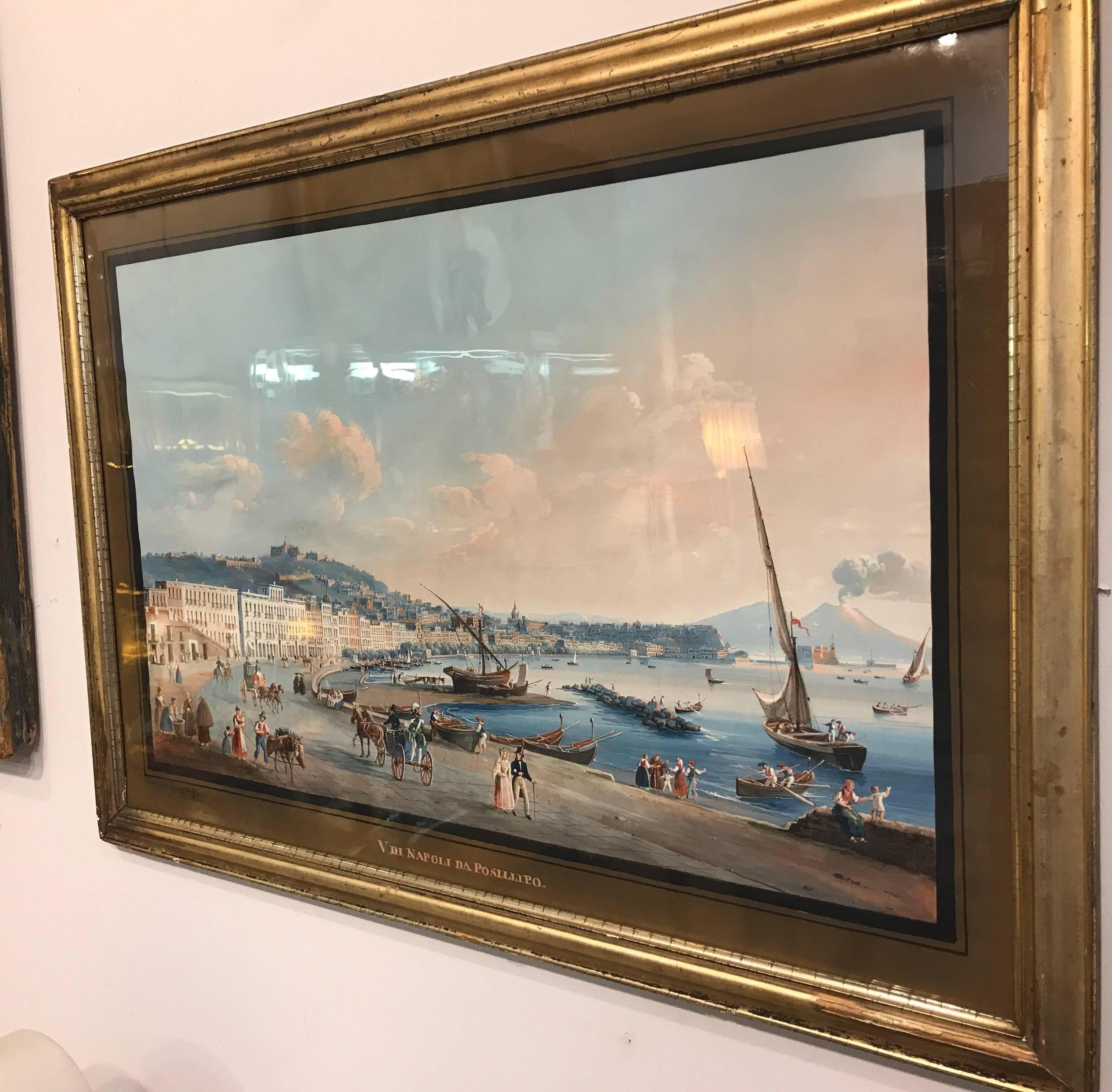 Antique 19th Century Gouache Watercolor by Guiseppe Gustavo Scoppa B-1856 In Excellent Condition In Lambertville, NJ