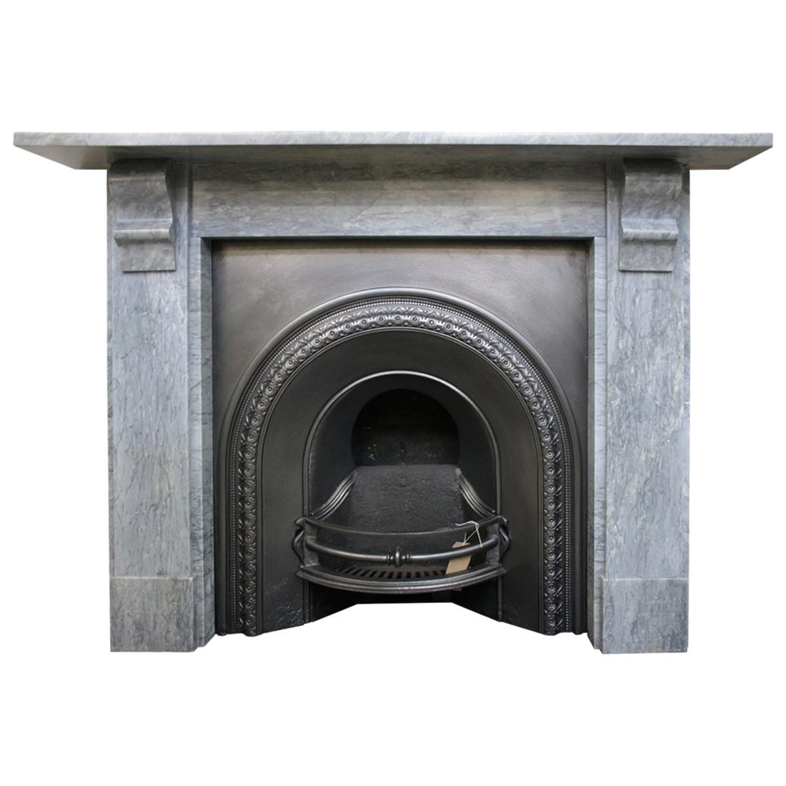 Antique 19th Century Grey Bardiglio Marble Fireplace Surround