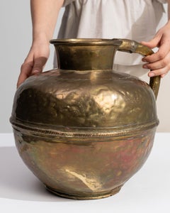 Antique 19th Century Hammered Brass Jar from France, Decorative Vessel