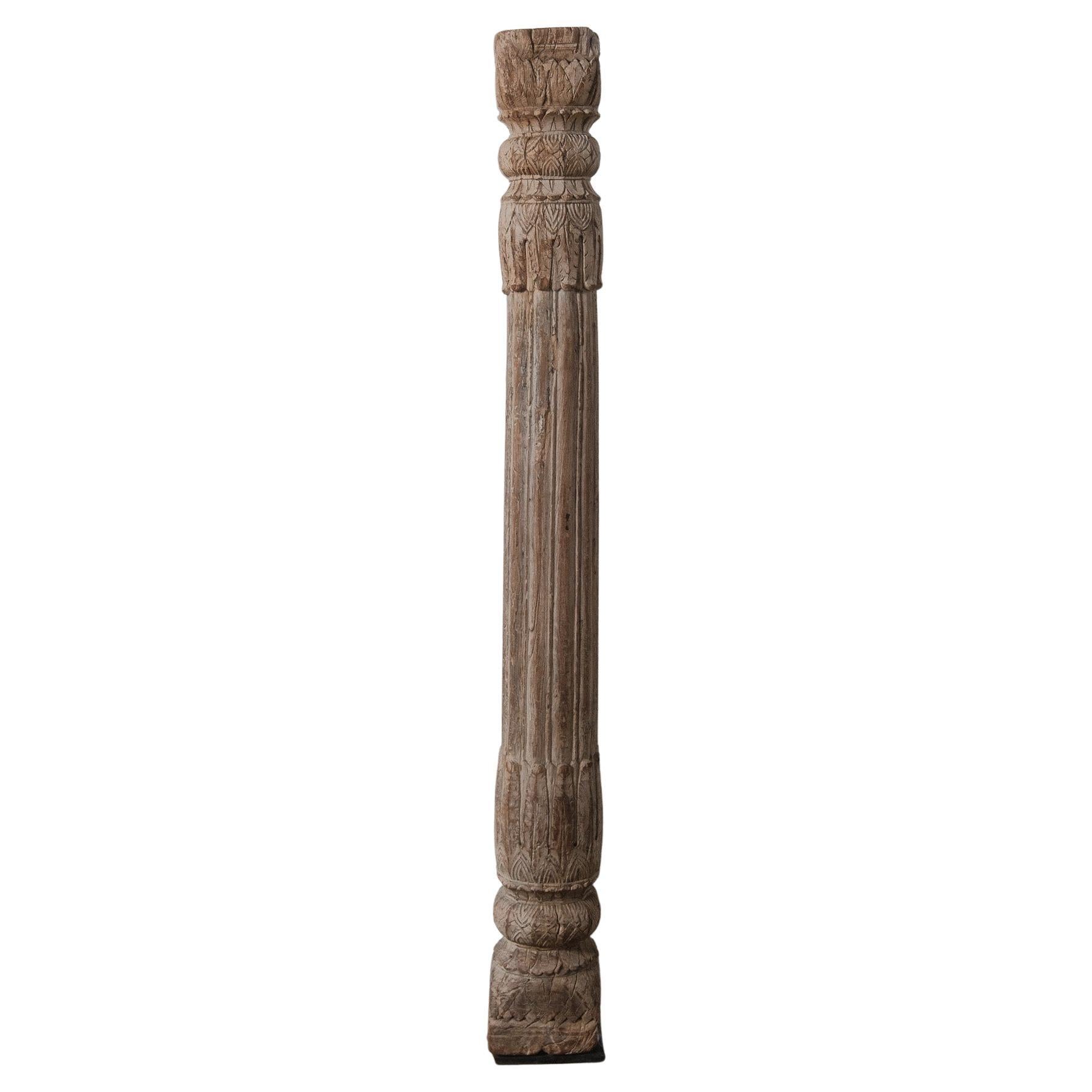 Antique 19th Century Hand-Carved Wooden Architectural Column