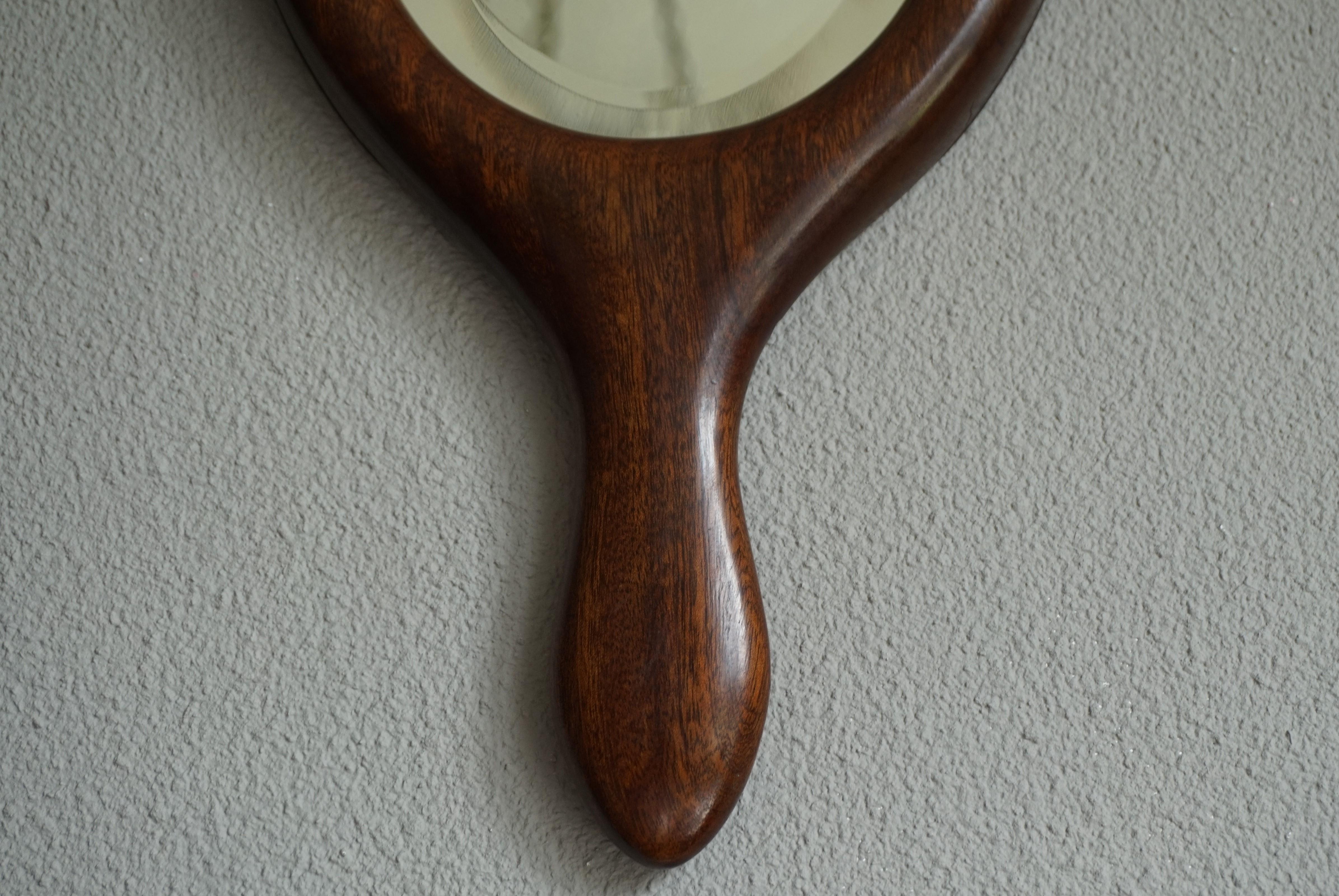 XIXe siècle Miroir de coiffeuse ou de vanité ancien du 19ème siècle en bois de noyer et verre biseauté, fabriqué à la main