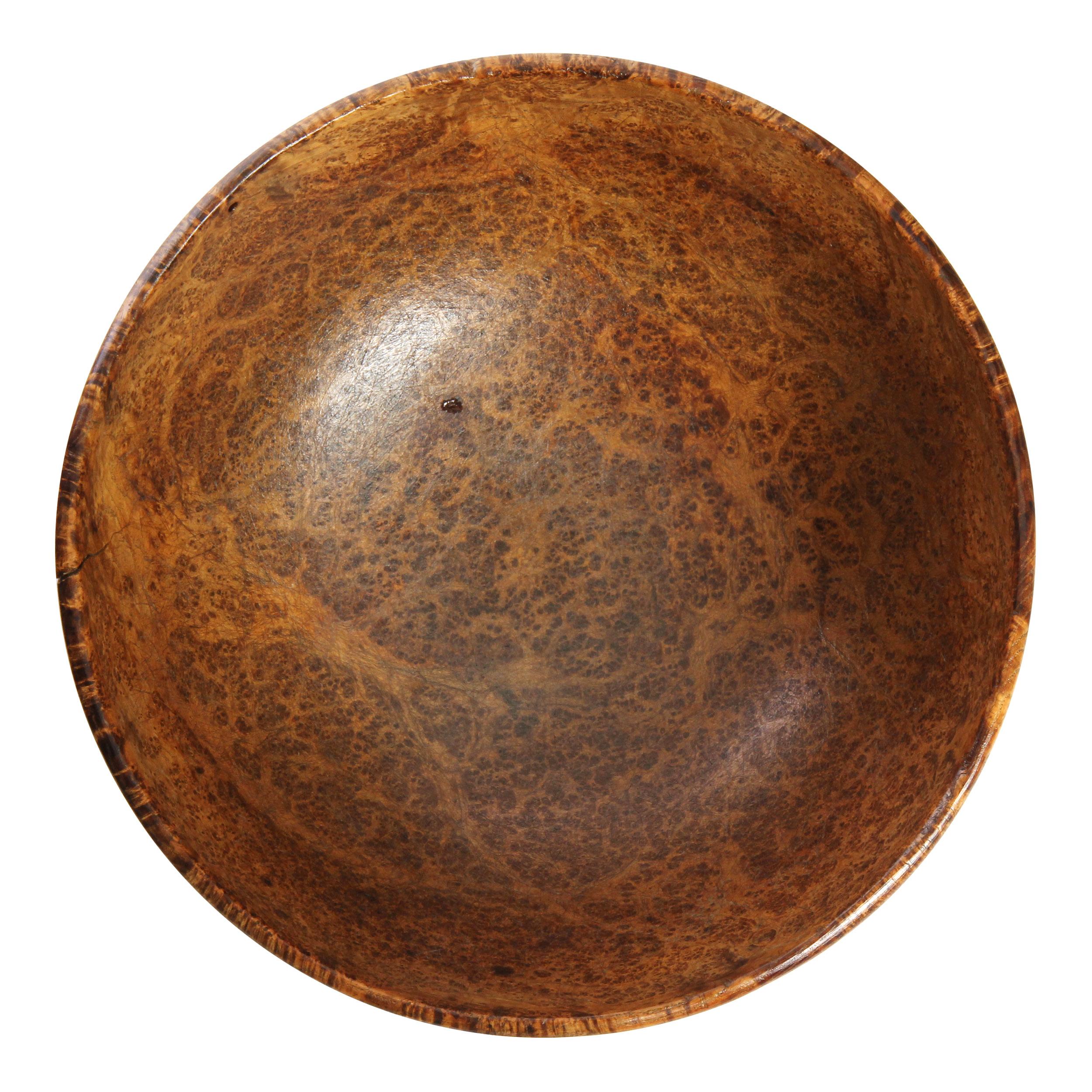 Folk Art Antique 19th Century Handmade Burled Maple Bowl For Sale