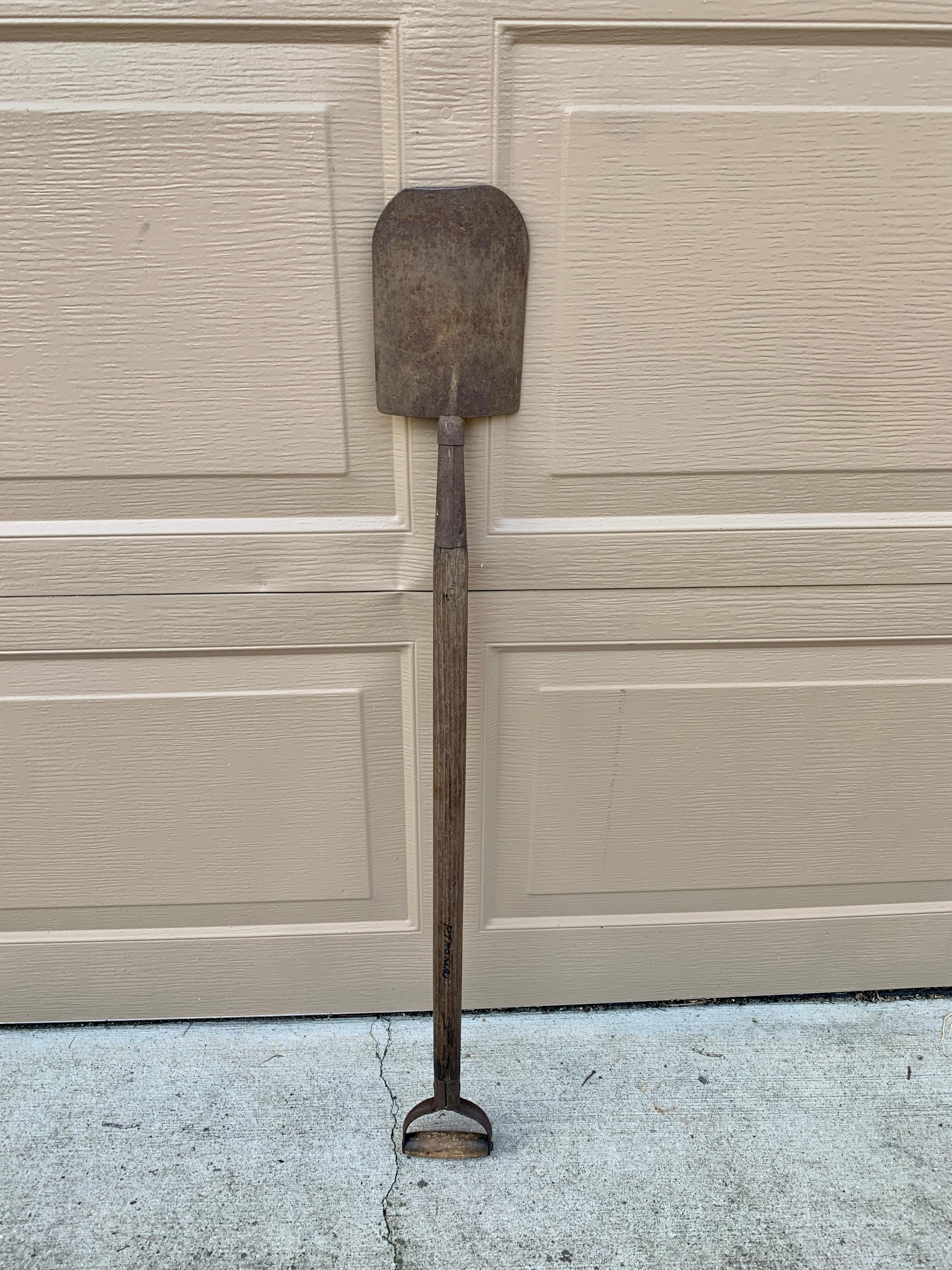 Country Antique 19th Century Hand Made Iron and Wood Garden Shovel For Sale