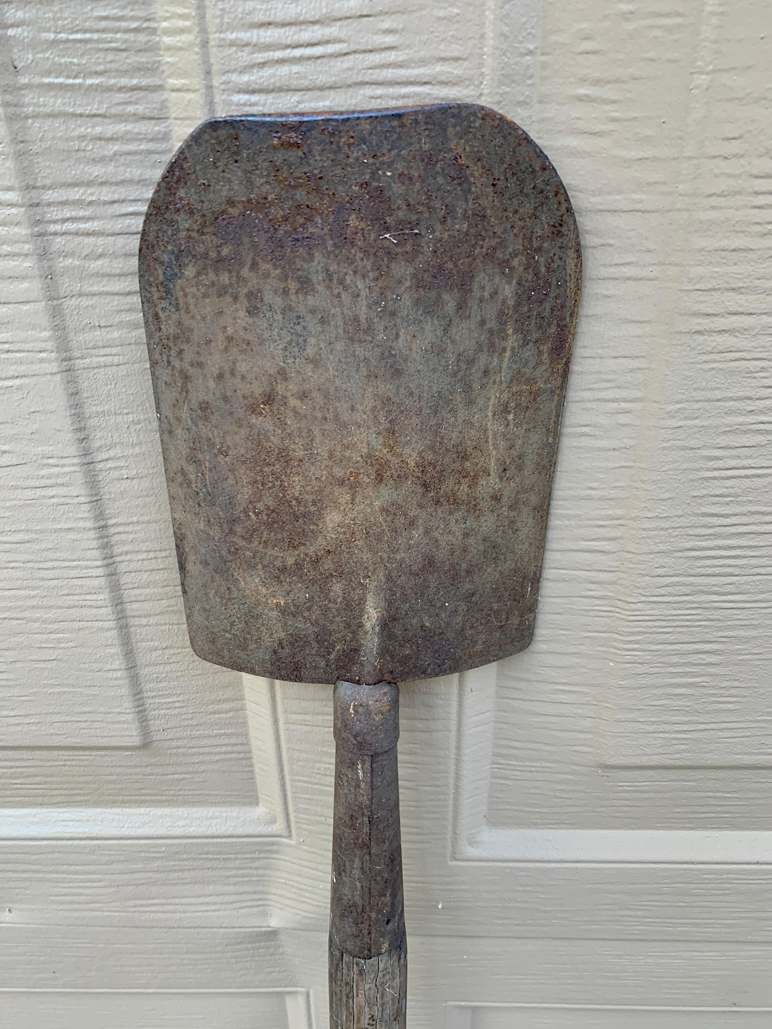 American Antique 19th Century Hand Made Iron and Wood Garden Shovel For Sale