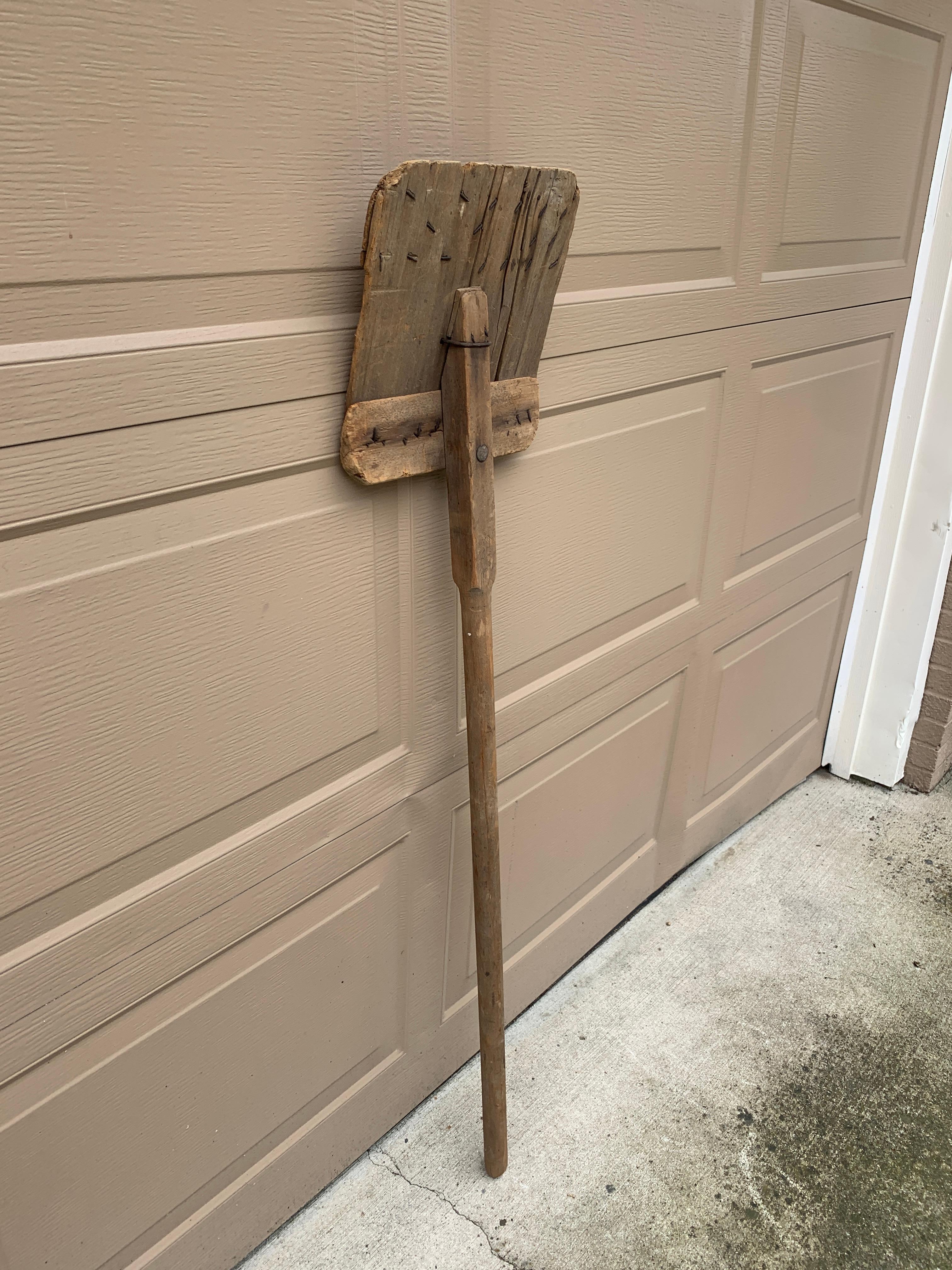 American Antique 19th Century Hand Made Wooden Grain Shovel For Sale