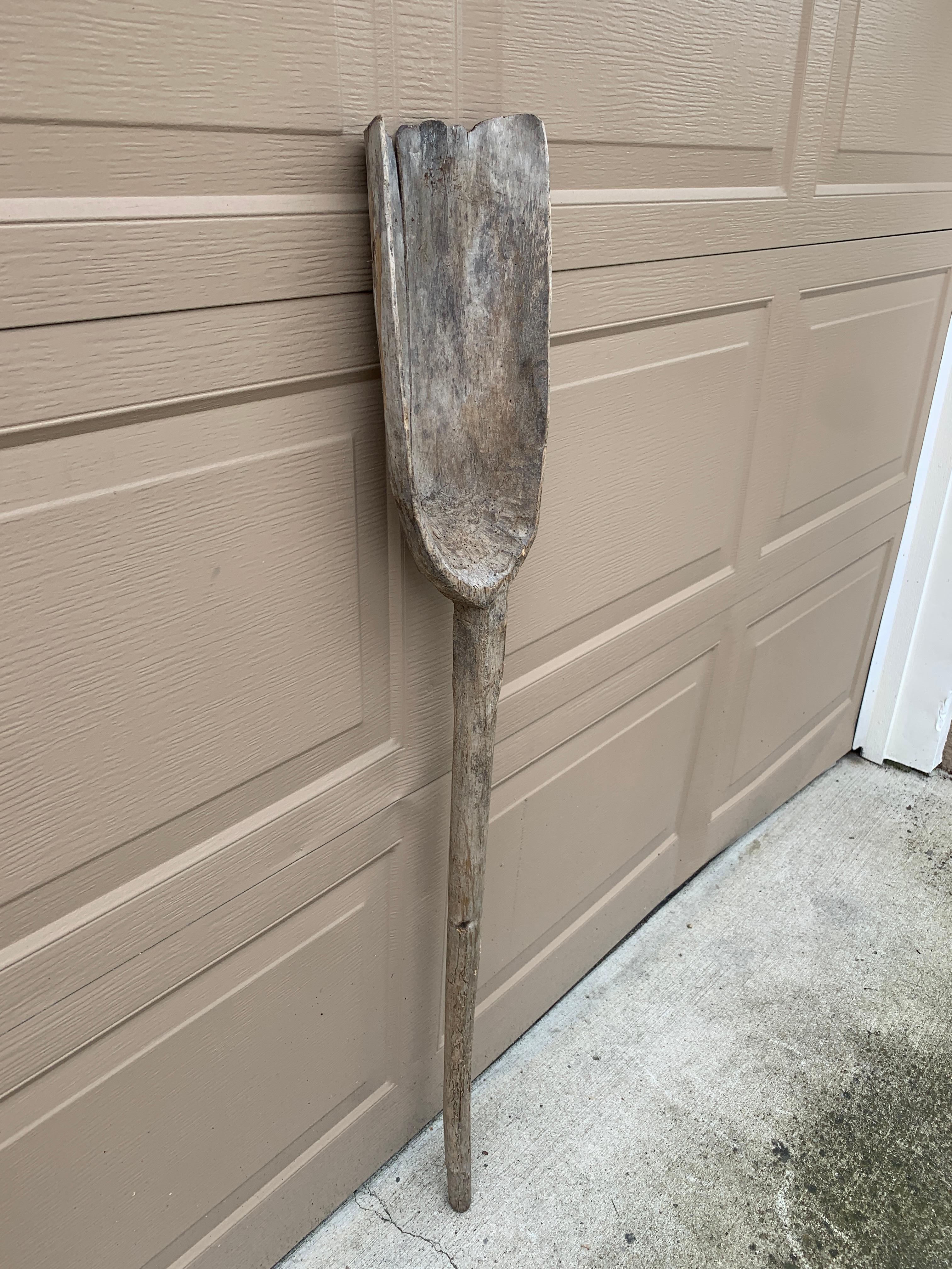 American Antique 19th Century Hand Made Wooden Shovel For Sale
