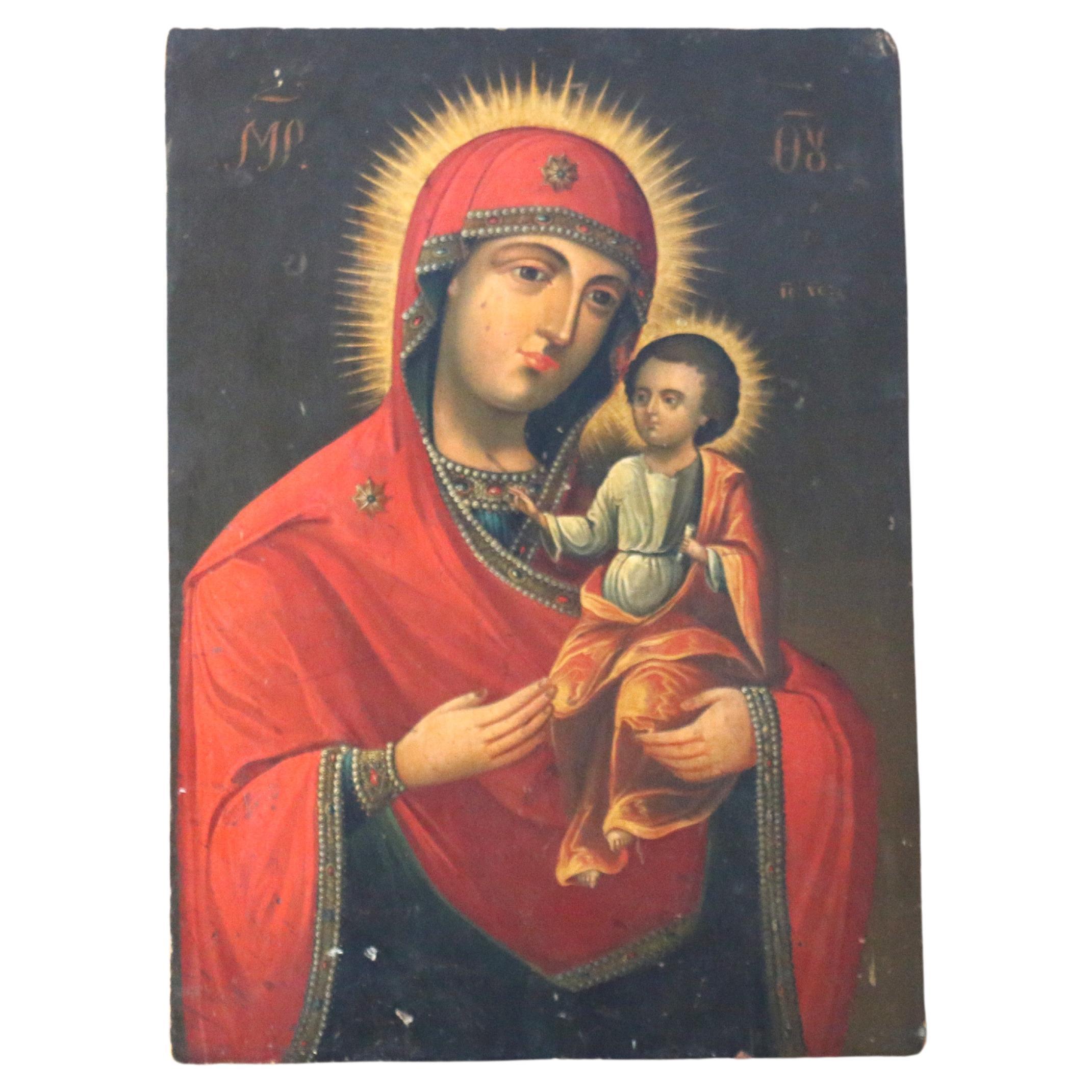 Arte Antiques del XIX secolo dipinta a mano Icone russe