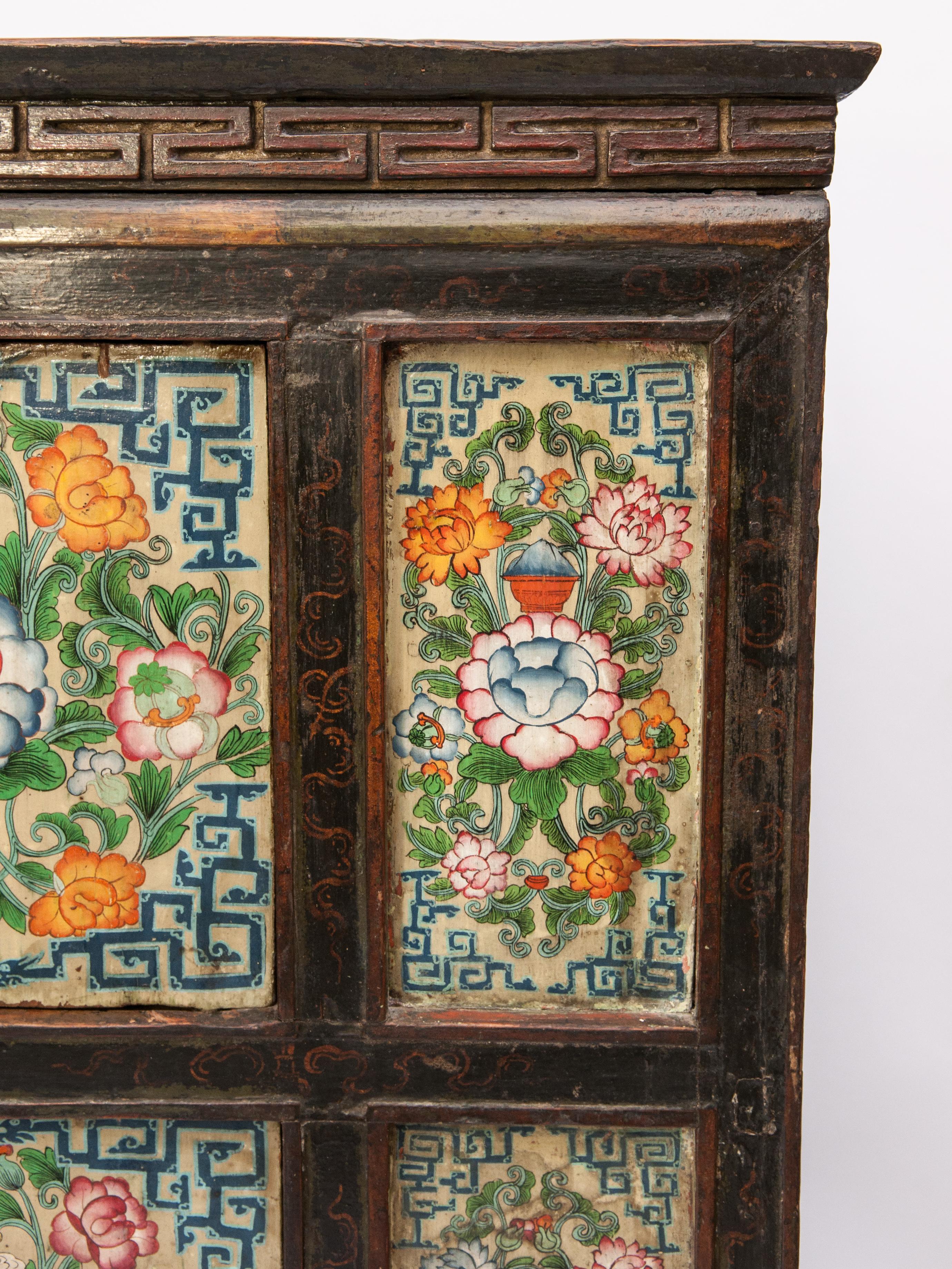 Antique 19th Century Hand Painted Tibetan Cabinet 3