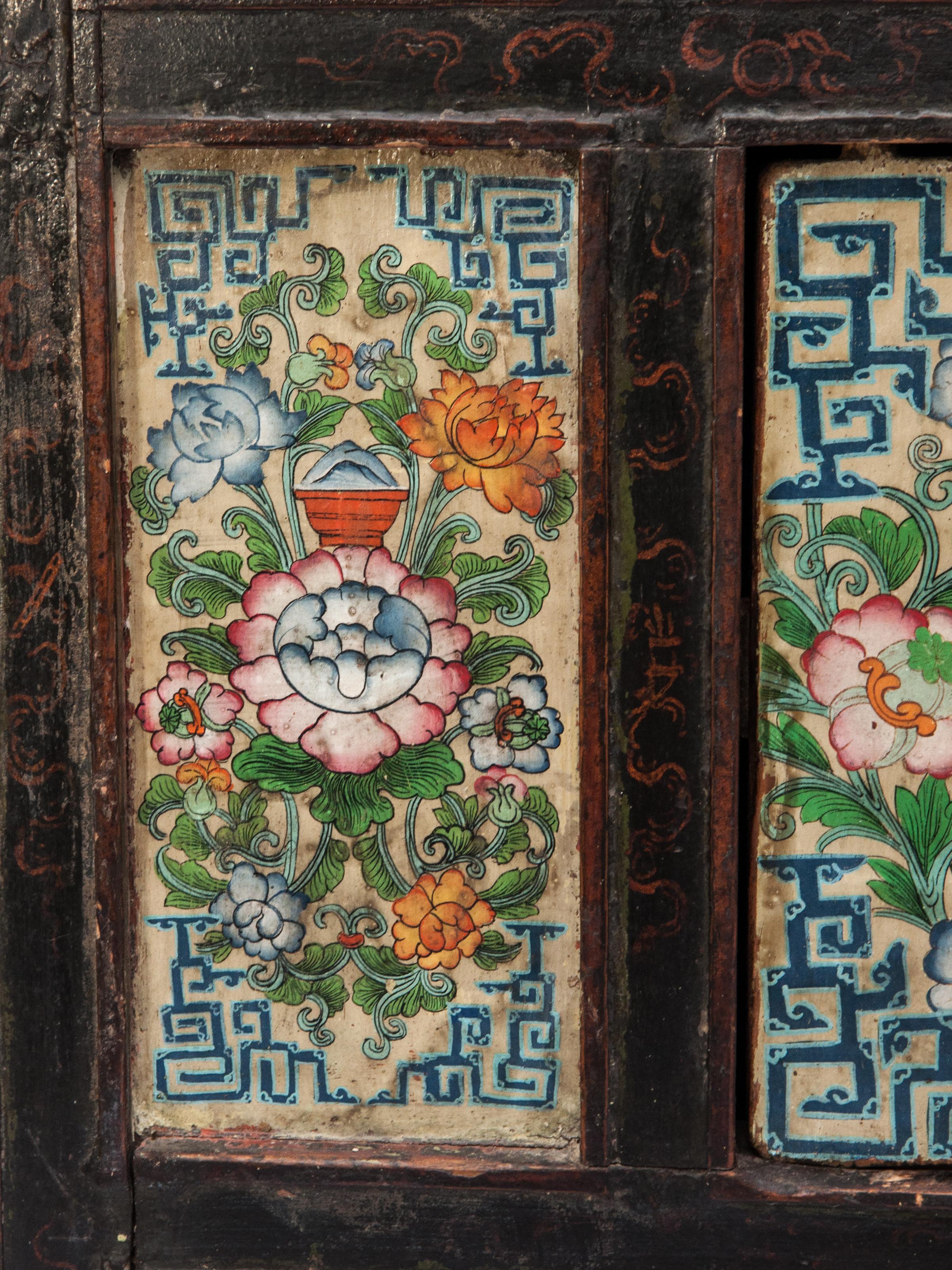 Antique 19th Century Hand Painted Tibetan Cabinet 4
