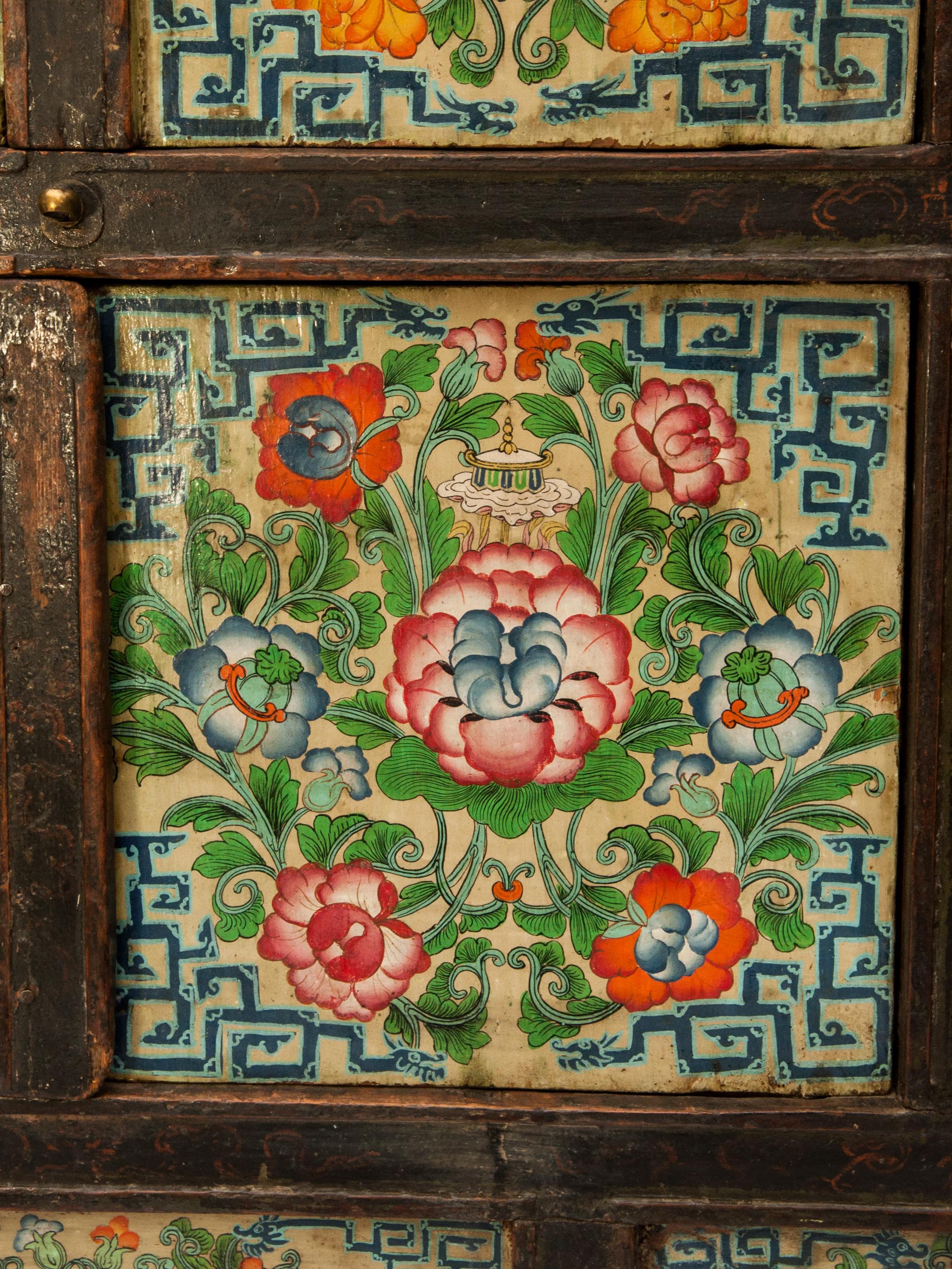 Antique 19th Century Hand Painted Tibetan Cabinet 5
