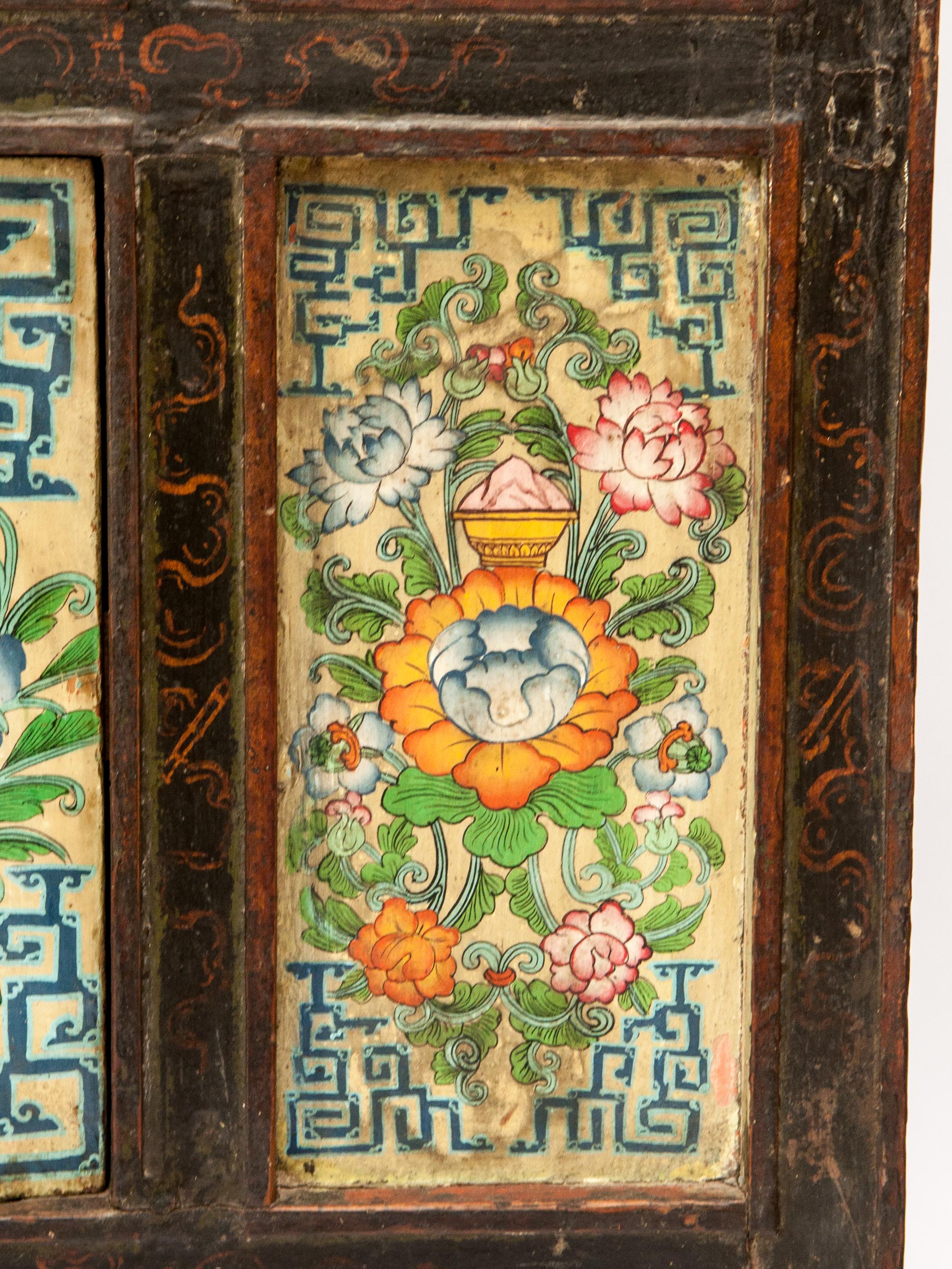 Antique 19th Century Hand Painted Tibetan Cabinet 6
