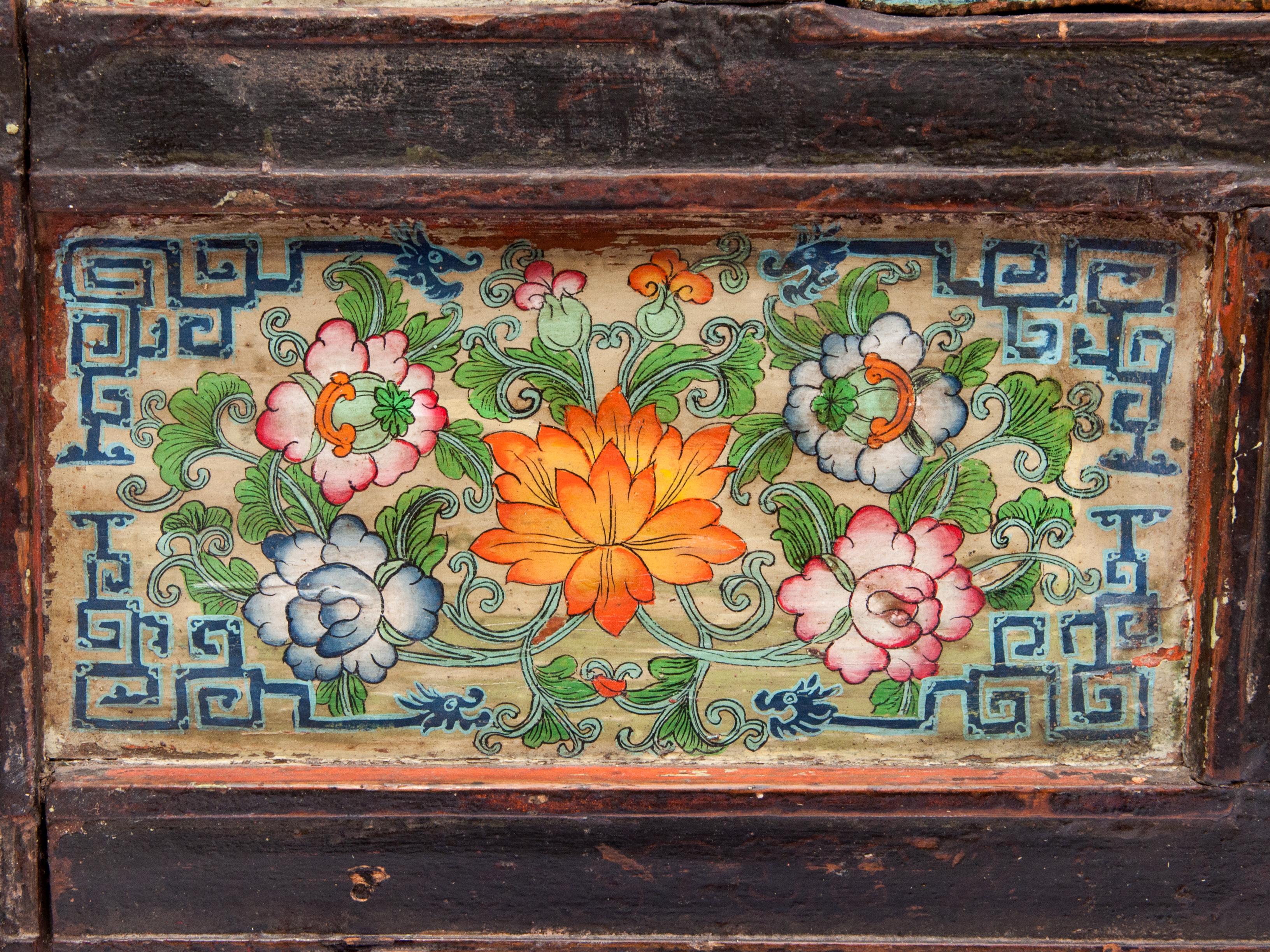 Antique 19th Century Hand Painted Tibetan Cabinet 7