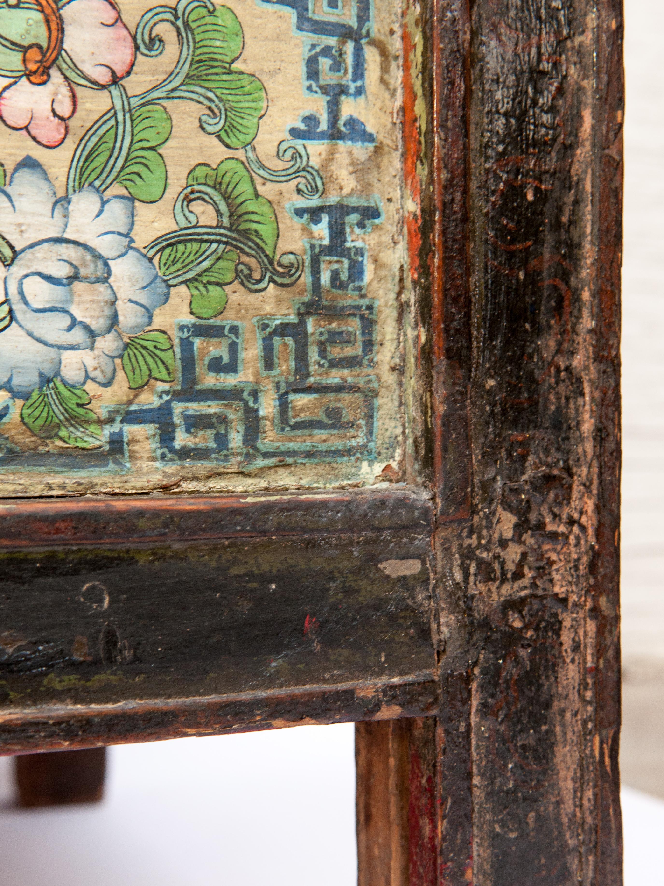 Antique 19th Century Hand Painted Tibetan Cabinet 8