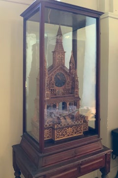 Antique 19th Century Handmade Church Clock in Original Glass Case