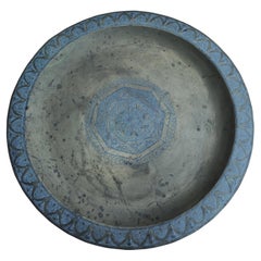 Antique 19th Century Hardwood Tea Table Decorated With Etched Brass Tray