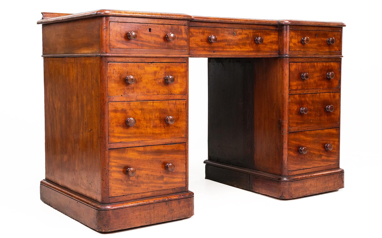 British Antique 19th Century Heals Mahogany Pedestal Desk