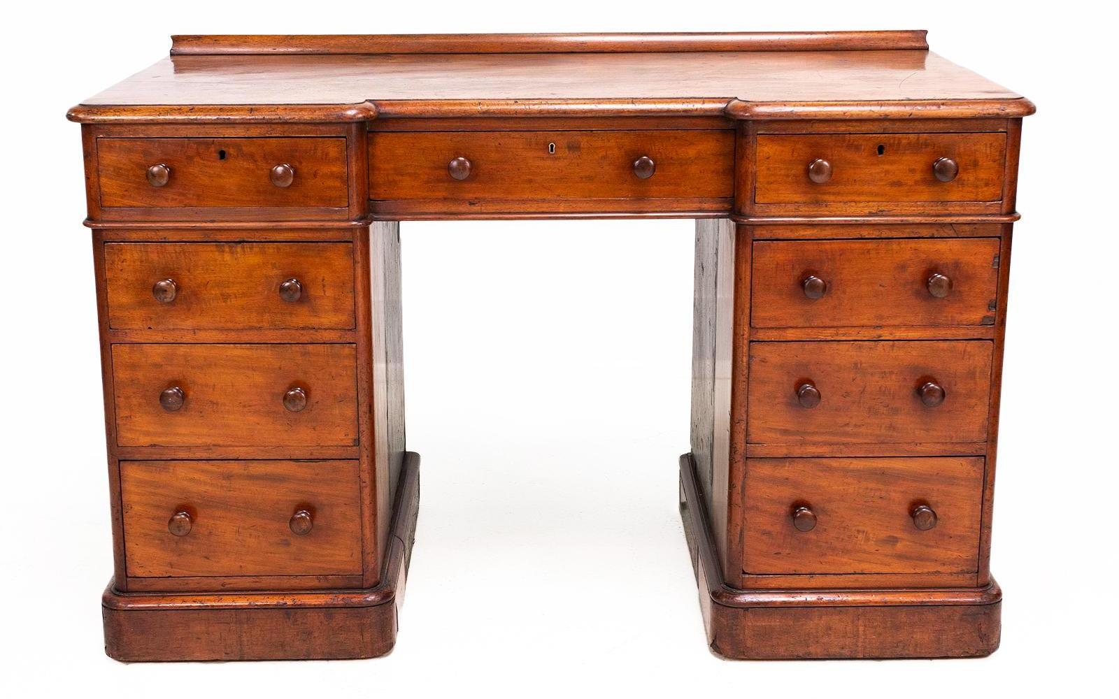 Antique 19th Century Heals Mahogany Pedestal Desk 1