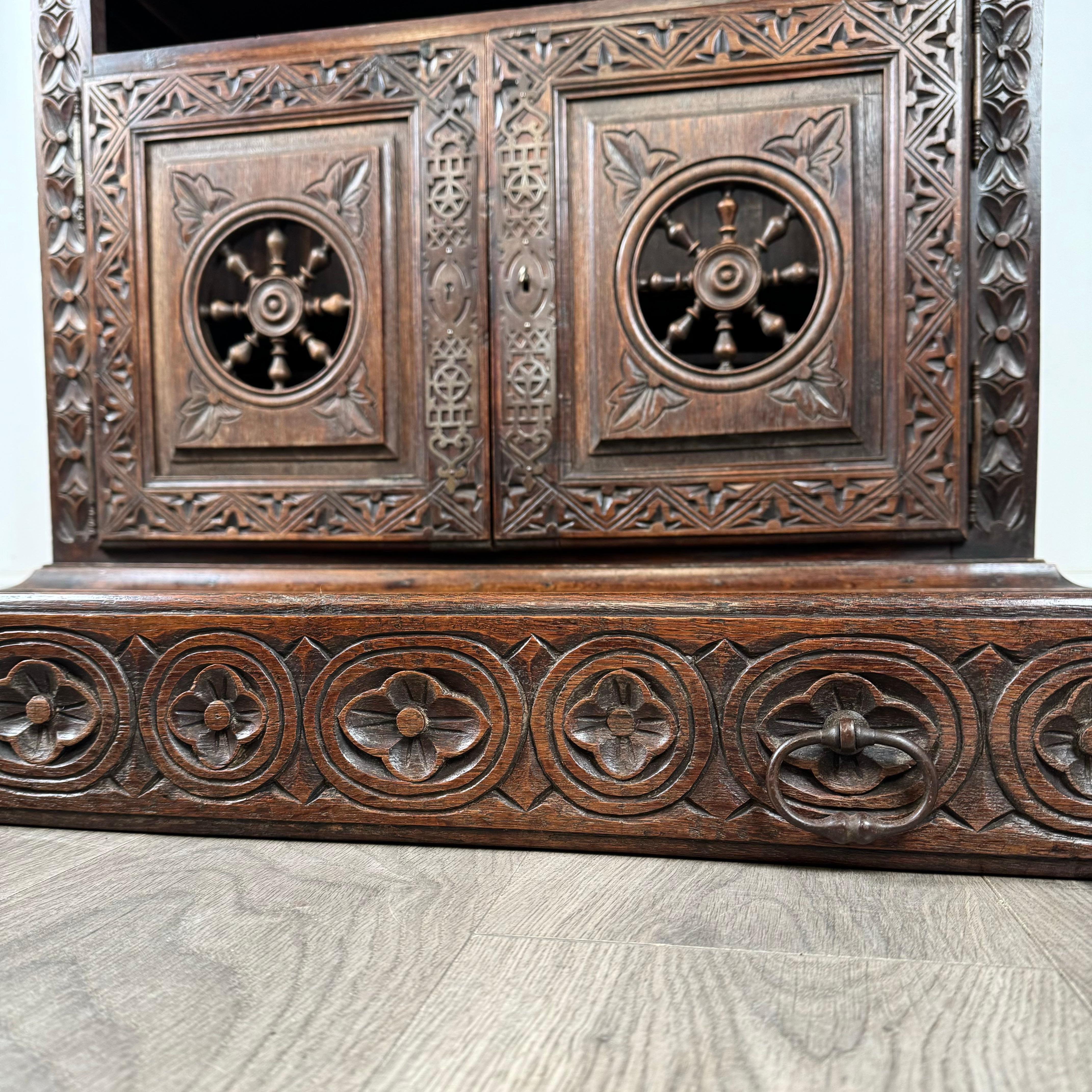 Antique 19th Century Heavily Carved French Breton Cabinet In Chestnut( AF-3260) For Sale 10