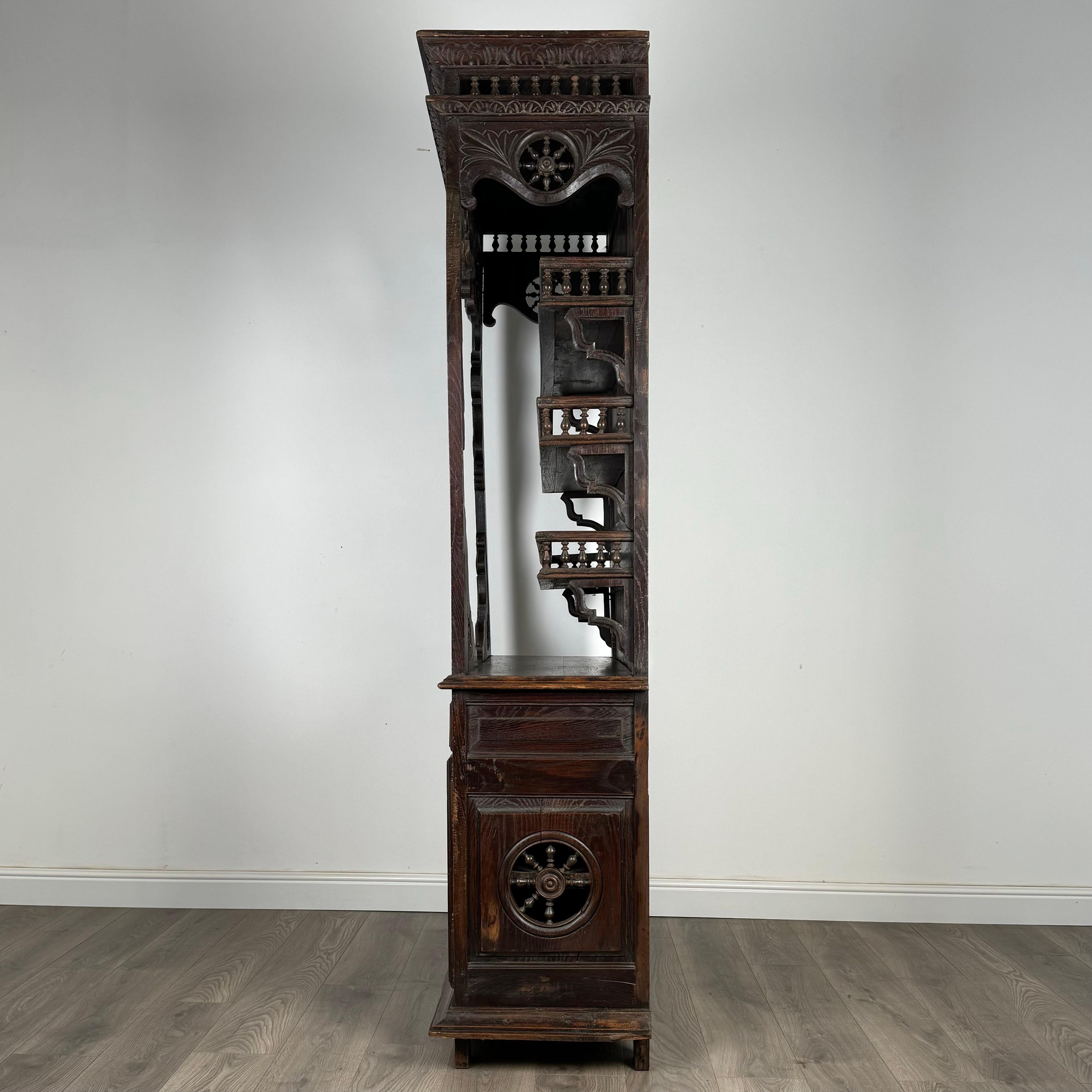 Antique 19th Century Heavily Carved French Breton Cabinet In Chestnut( AF-3260) For Sale 2