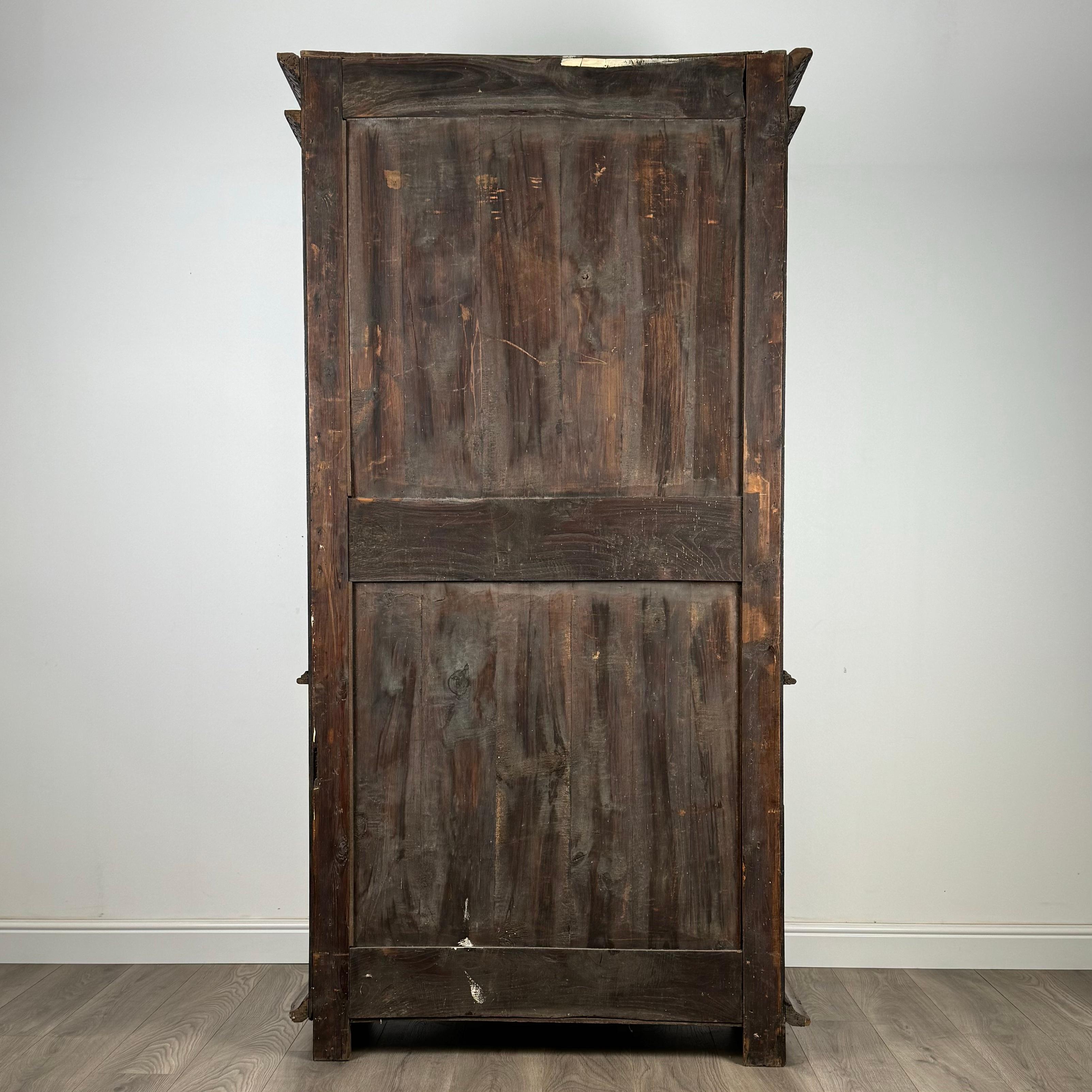 Antique 19th Century Heavily Carved French Breton Cabinet In Chestnut( AF-3260) For Sale 4