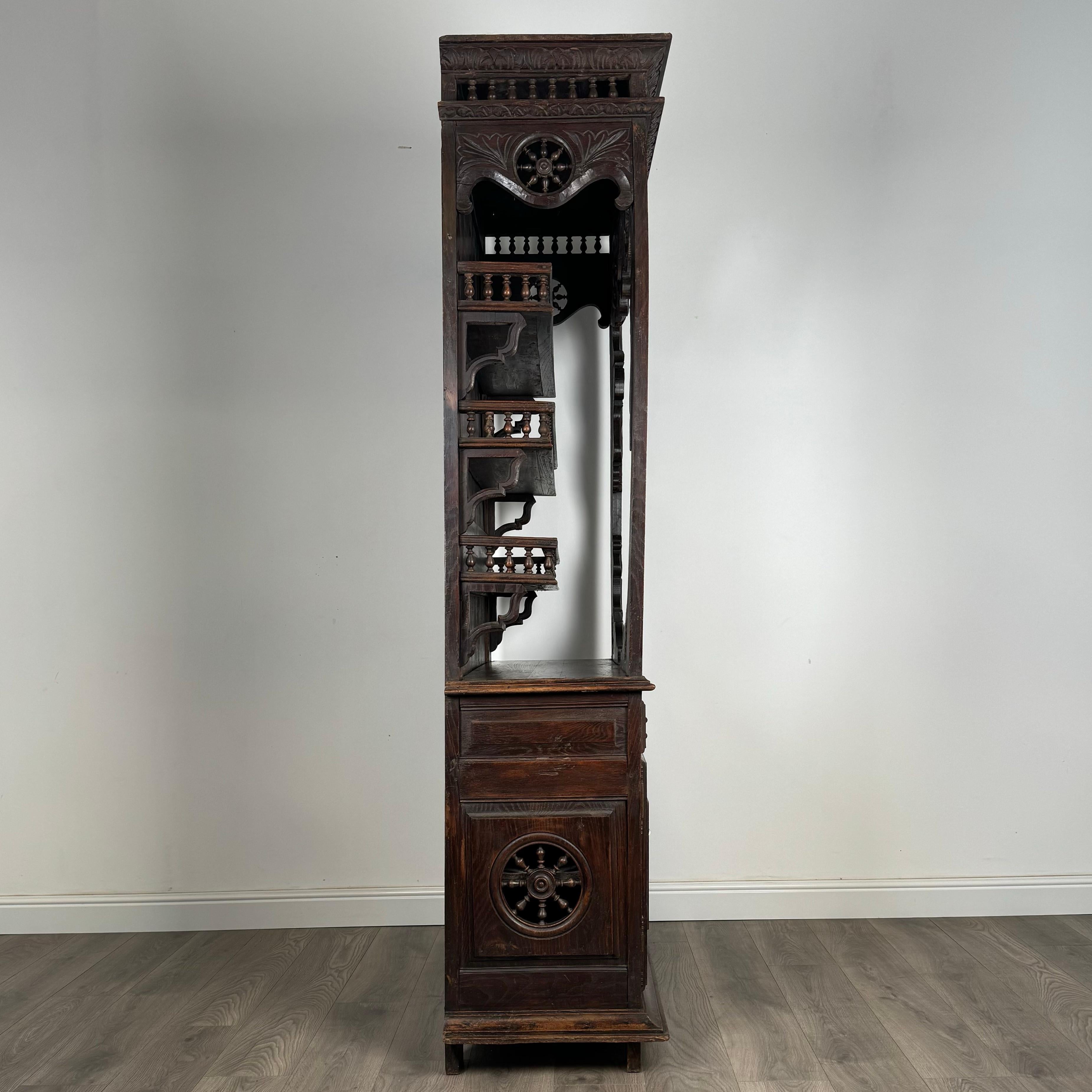 Antique 19th Century Heavily Carved French Breton Cabinet In Chestnut( AF-3260) For Sale 6