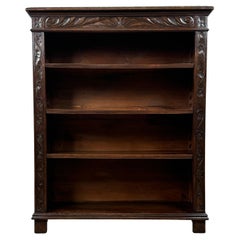 Antique 19th Century Heavily Carved Open Bookcase In Oak ( REF AF-3561 )