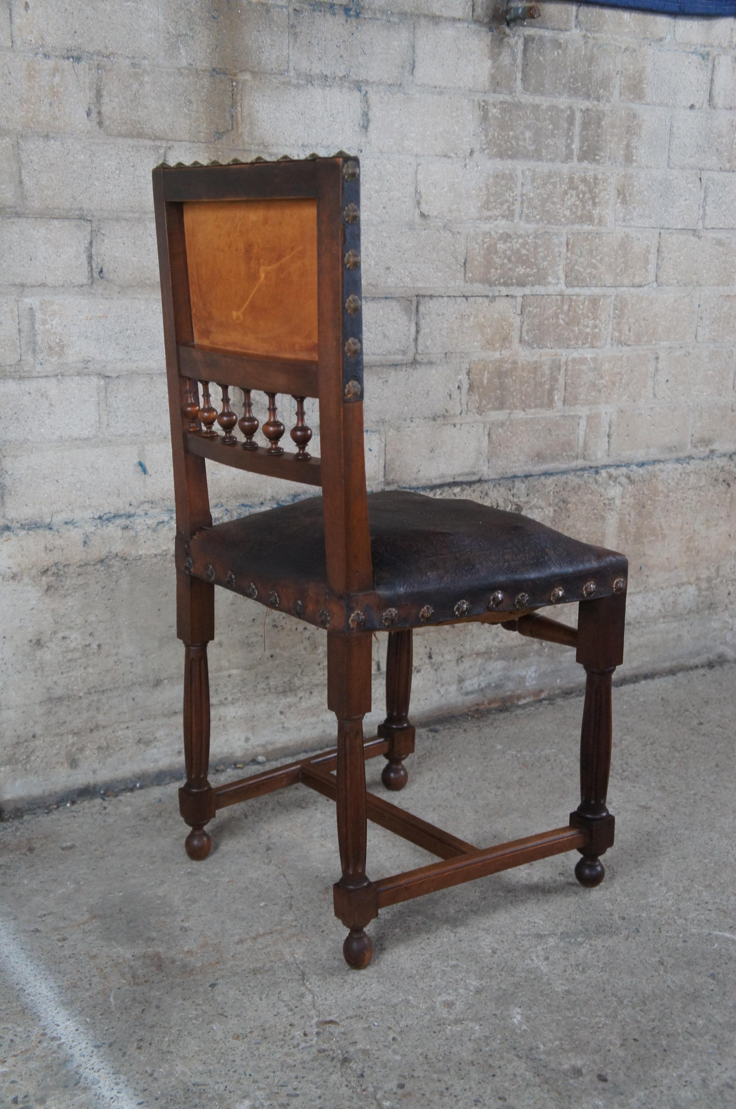 Antique 19th Century Henry II Renaissance Revival Mahogany & Leather Side Chair For Sale 4