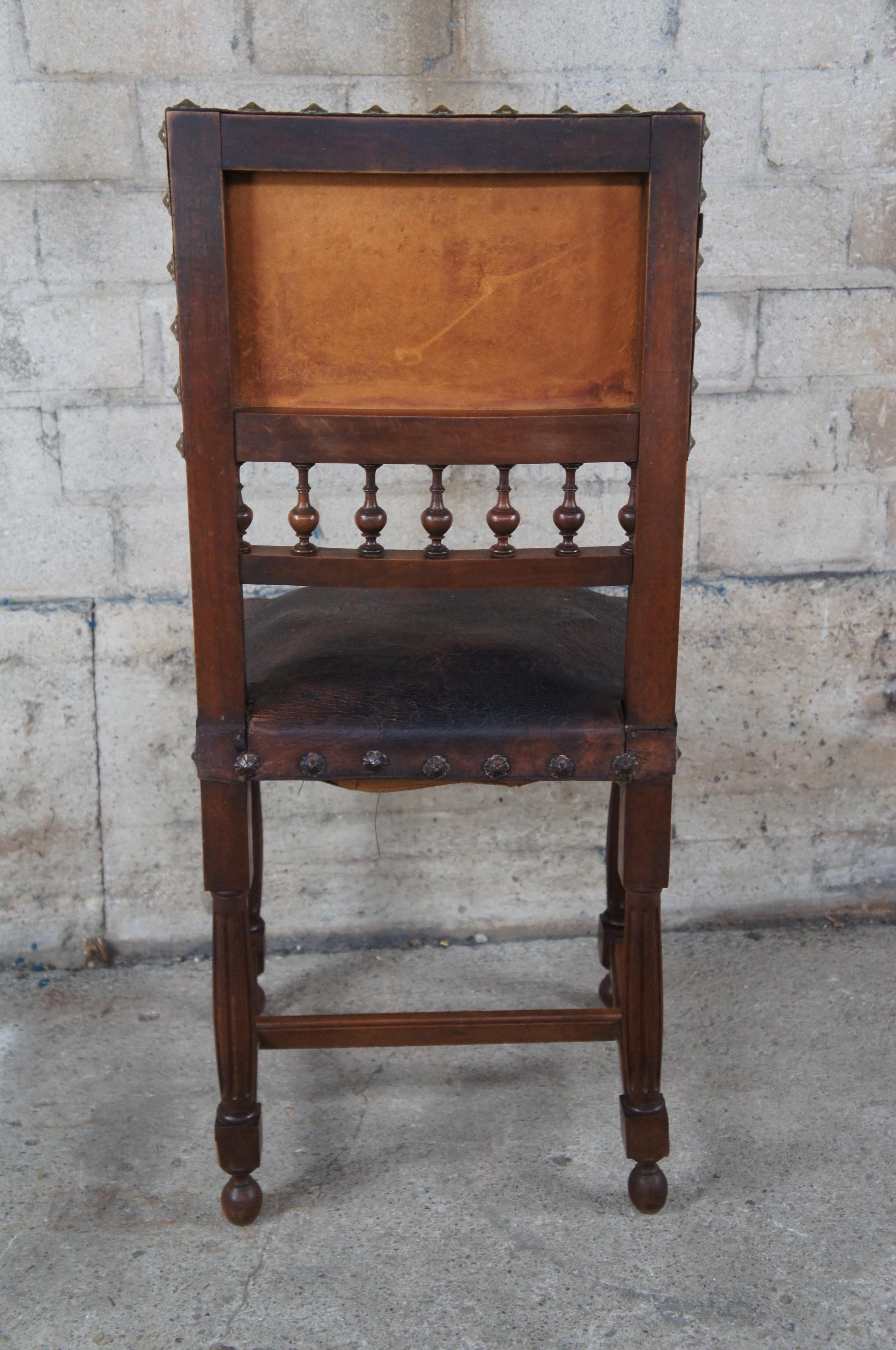 Antique 19th Century Henry II Renaissance Revival Mahogany & Leather Side Chair For Sale 5