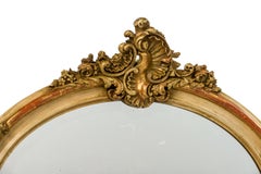 Antique 19th Century Horizontal Oval French Louis Quinze Mirror with Crest