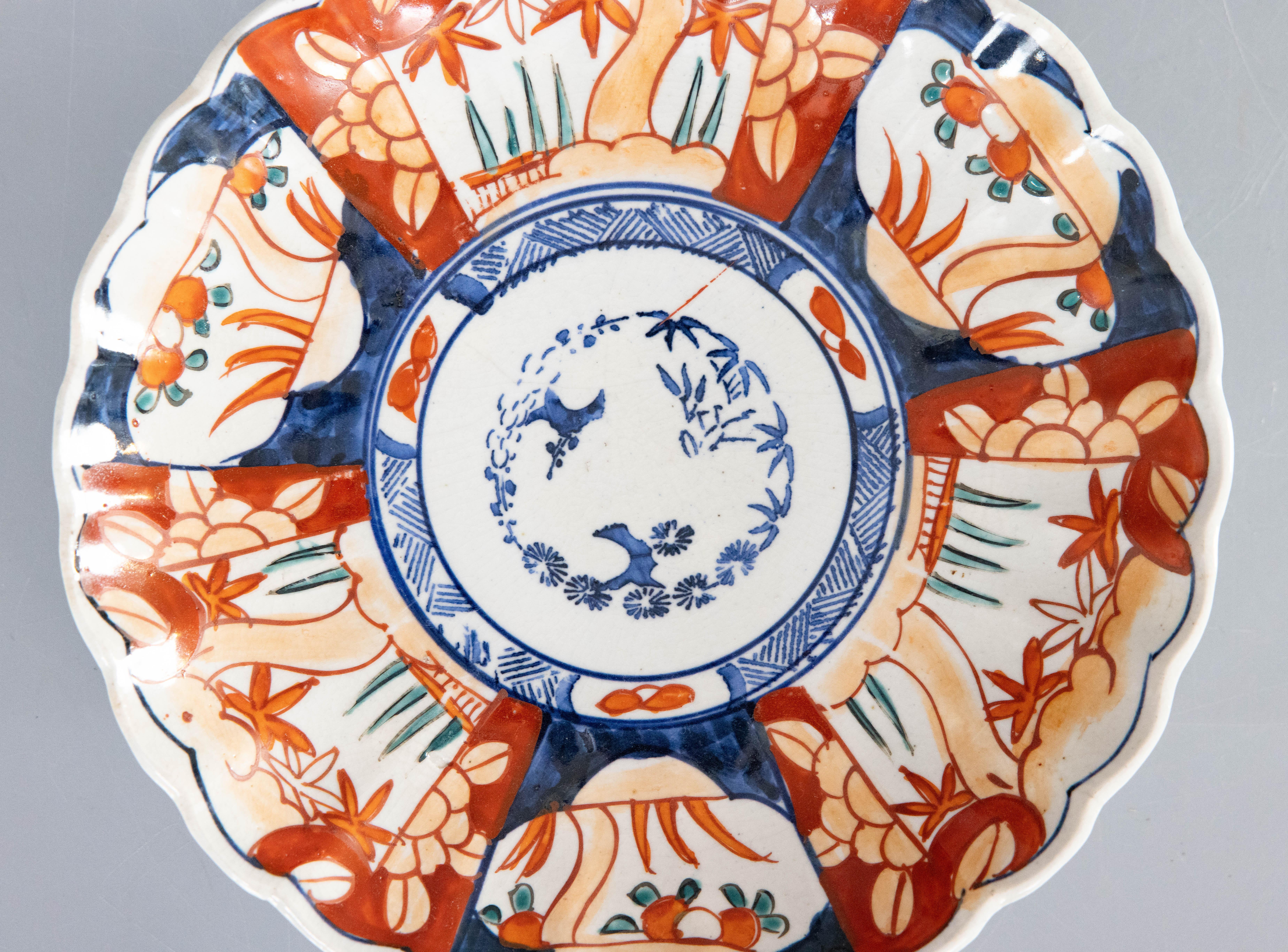 Fired Antique 19th Century Japanese Imari Scalloped Plate For Sale