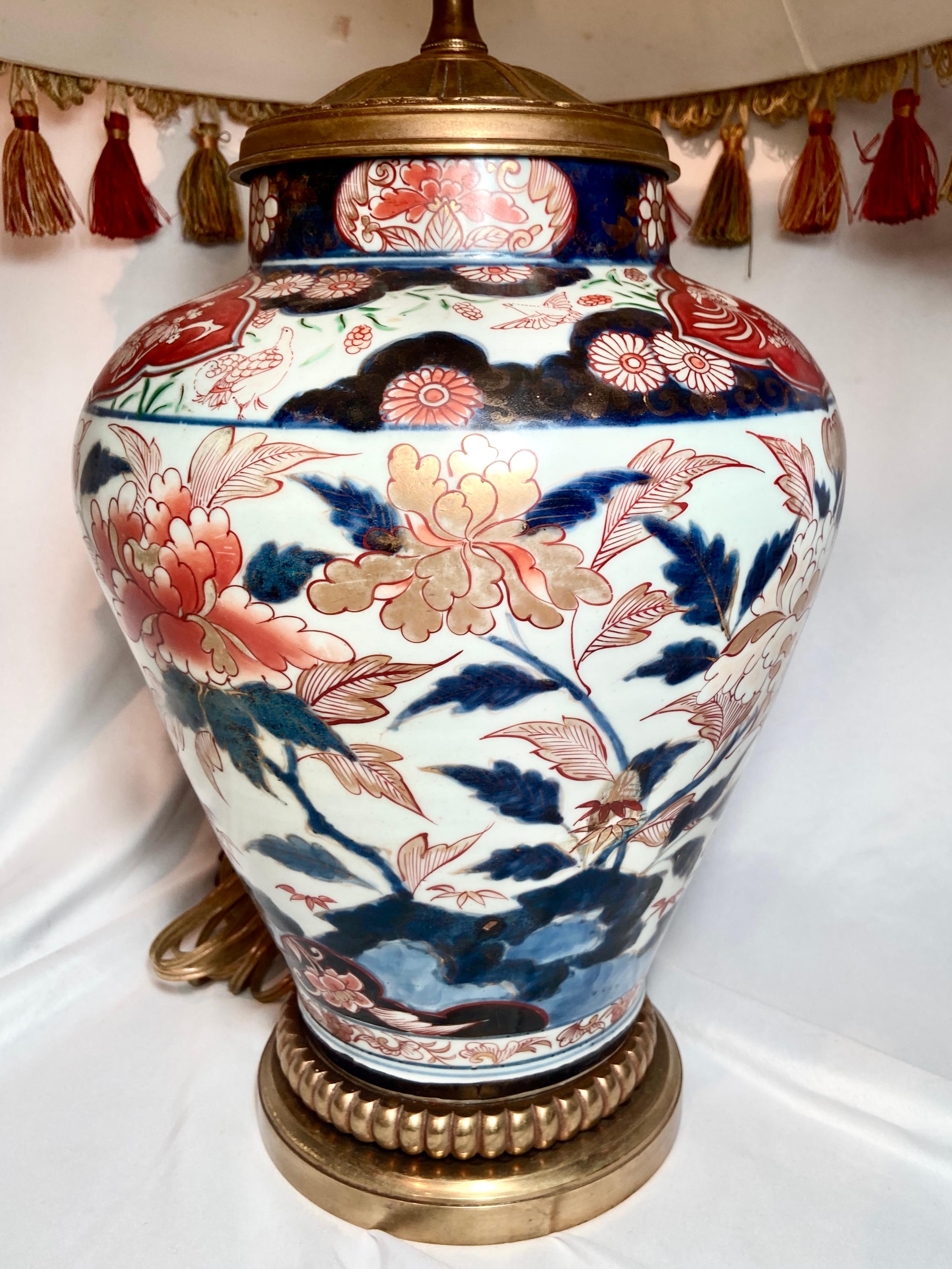 Antique 19th Century Imari Porcelain Urn Made Into a Lamp.