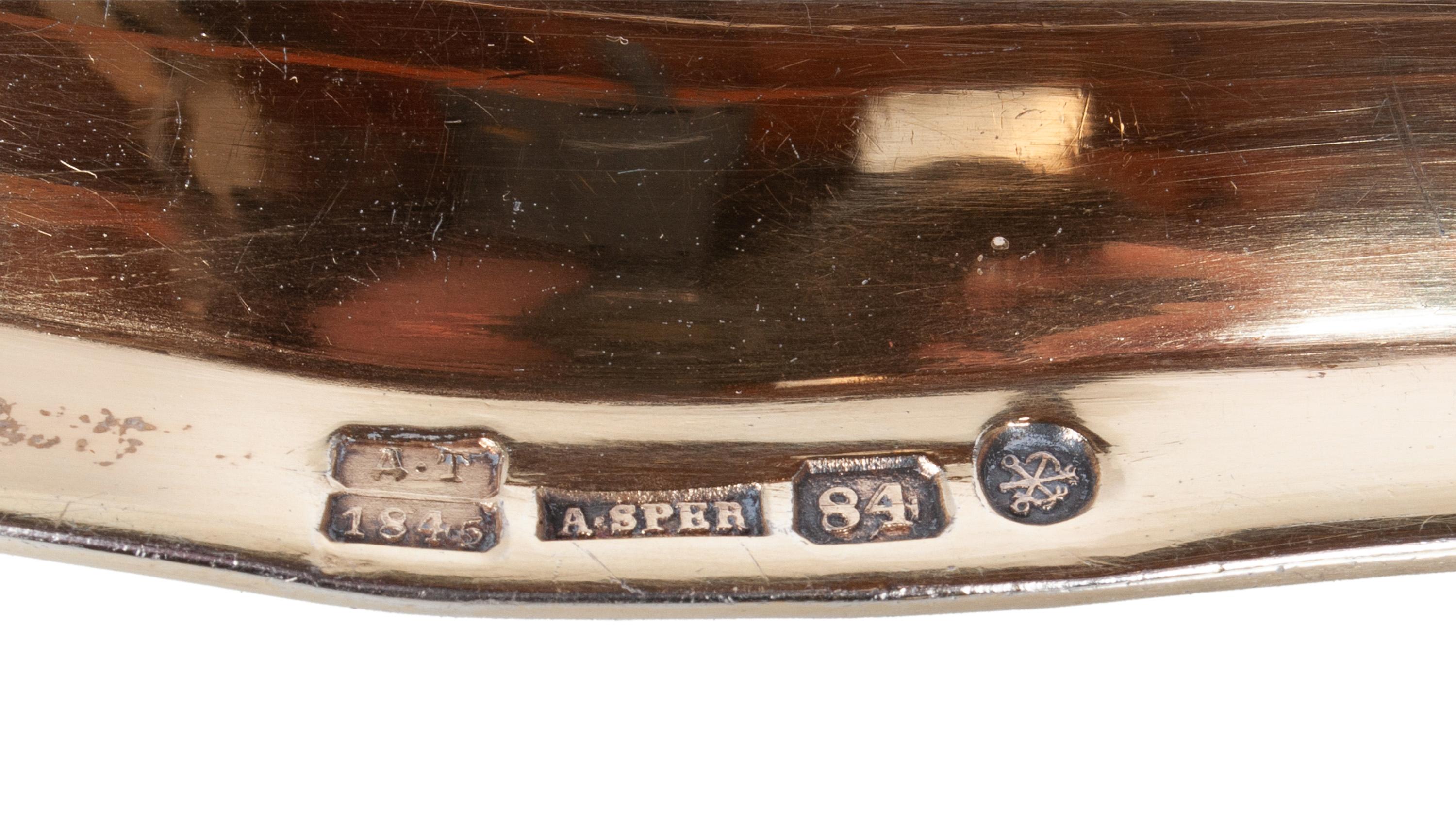 Ancien plateau rococo impérial russe en argent du 19ème siècle Adolf Sper St. Petersbu en vente 6