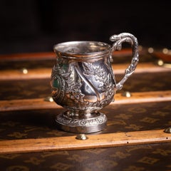 Antique 19th Century Indian Colonial Solid Silver Christening Mug c.1860